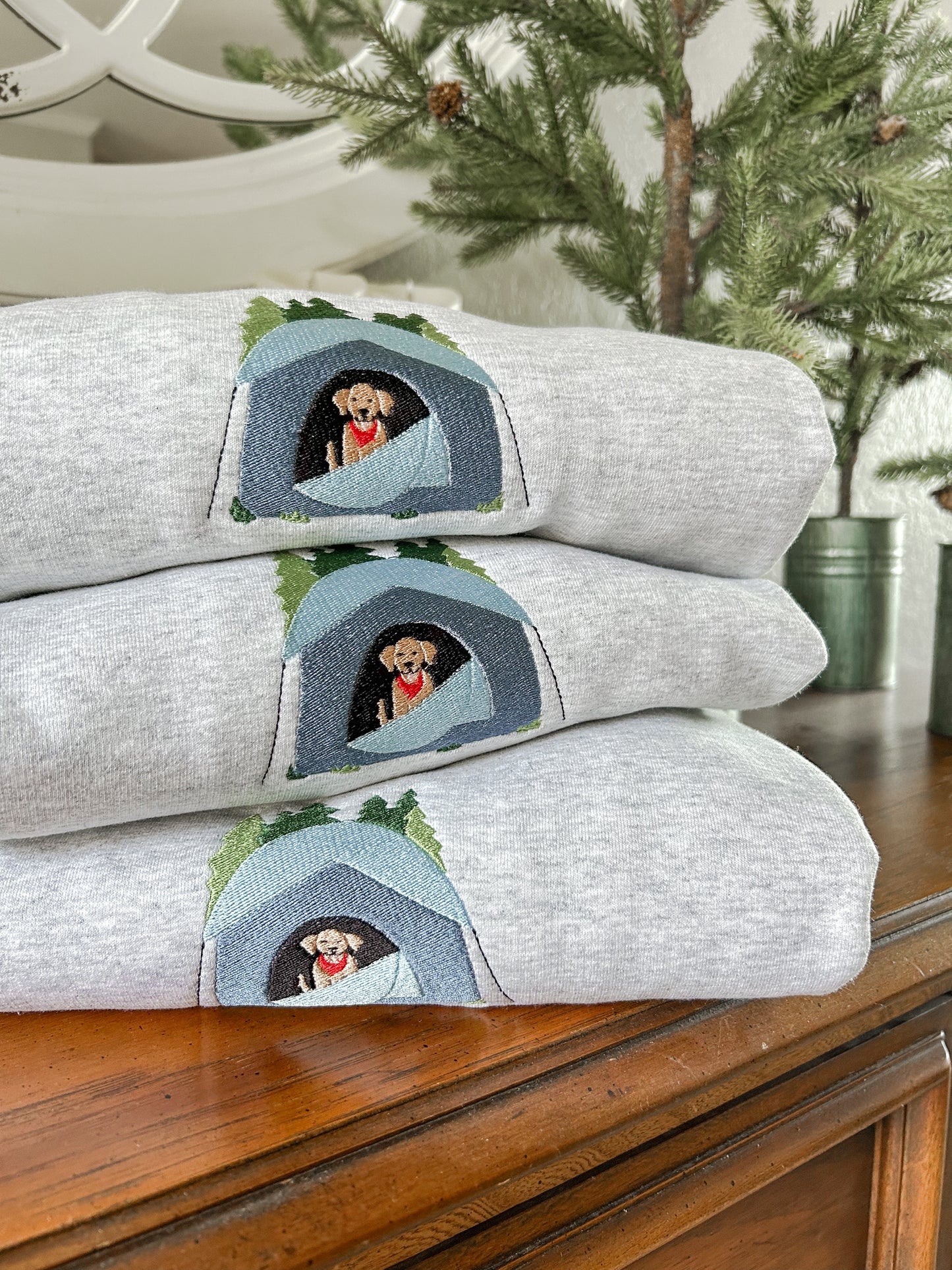 Camping Pup Embroidered Sweatshirt