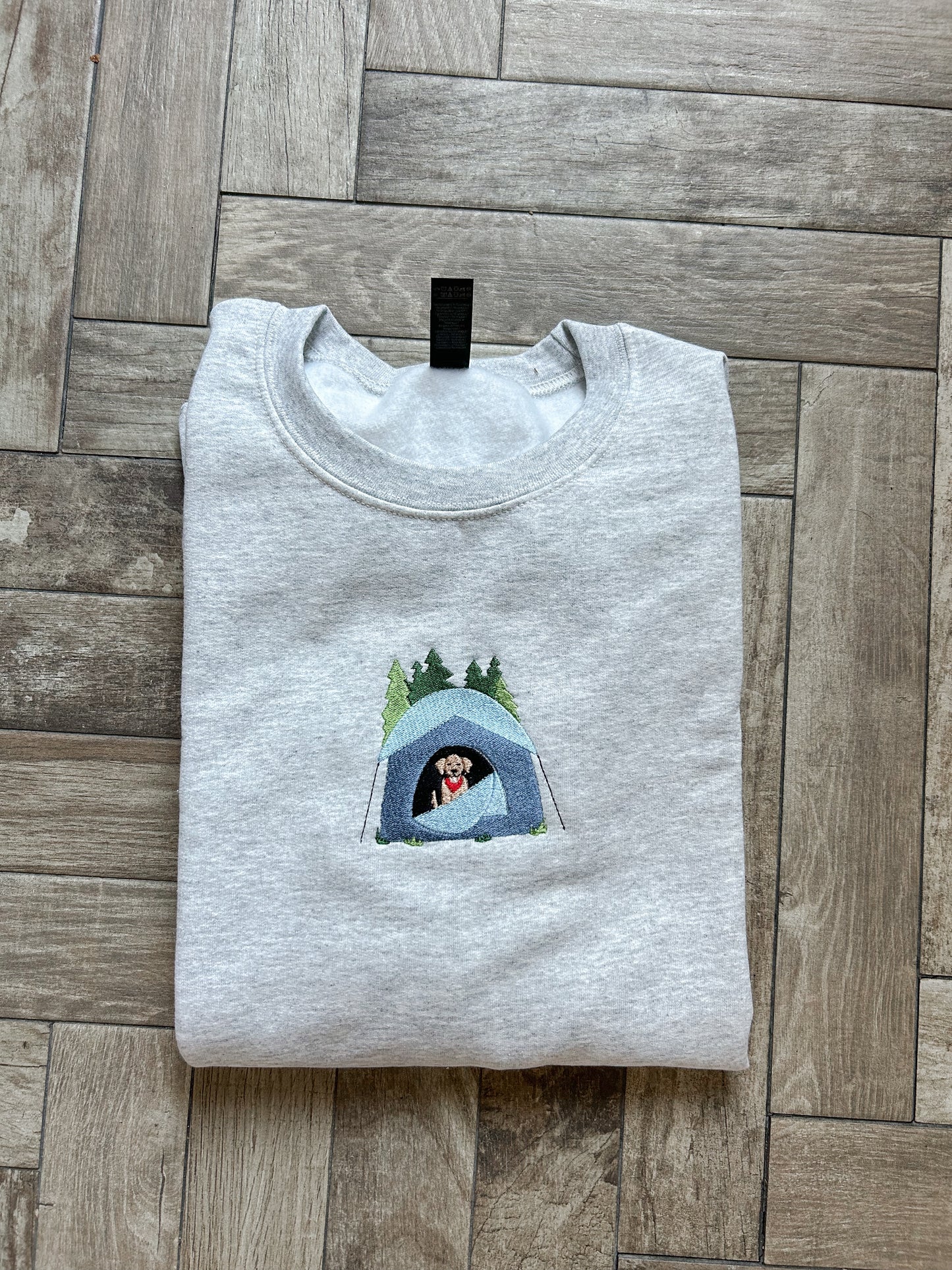Camping Pup Embroidered Sweatshirt