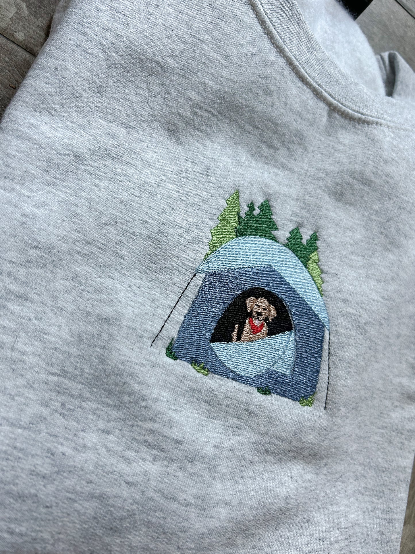 Camping Pup Embroidered Sweatshirt