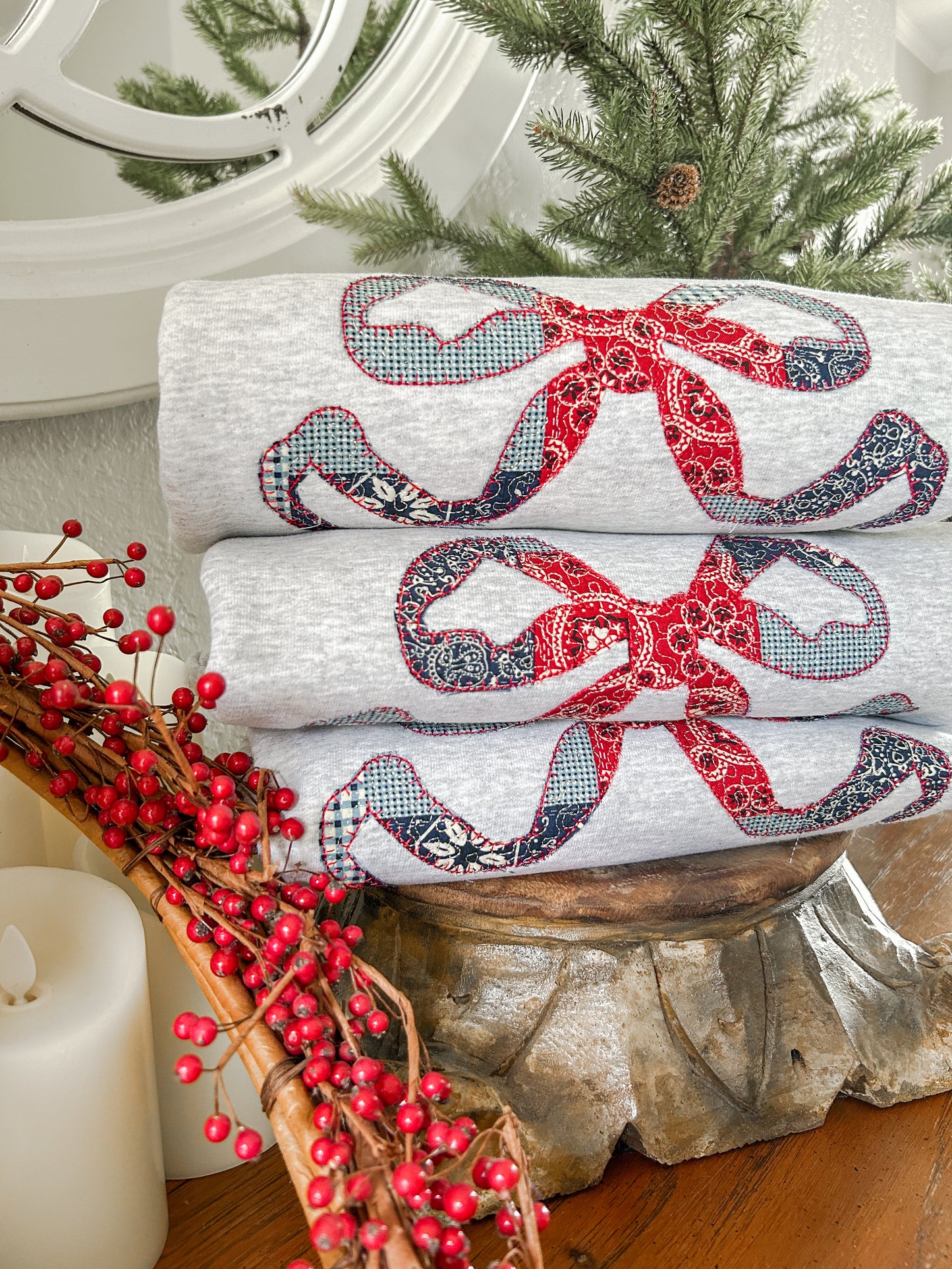 Quilted Patriotic Bow Sweatshirt