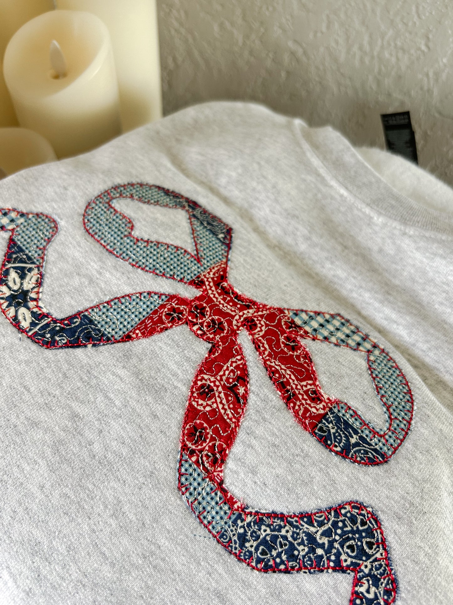 Quilted Patriotic Bow Sweatshirt
