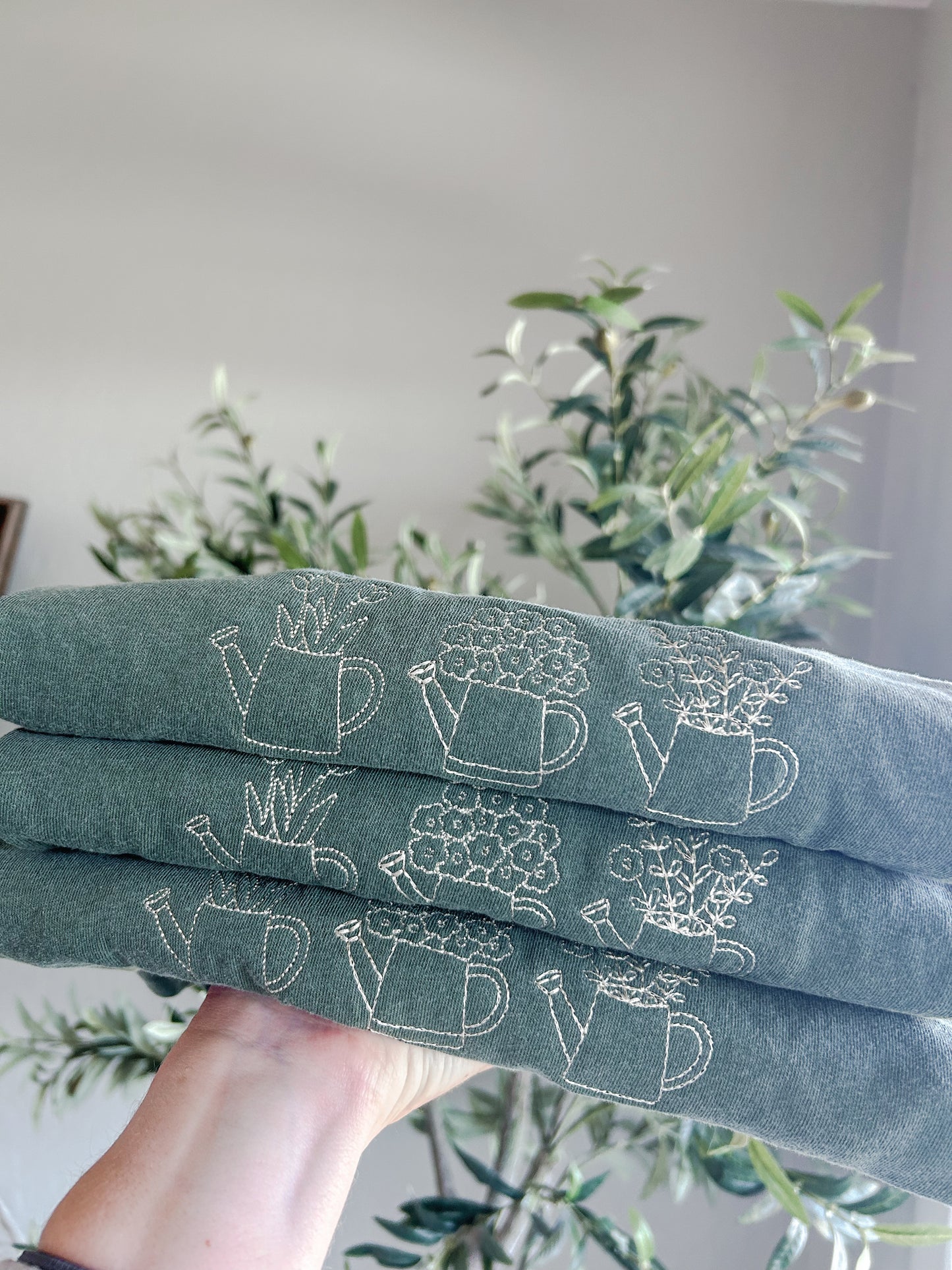 Watering Cans Embroidered Tshirt