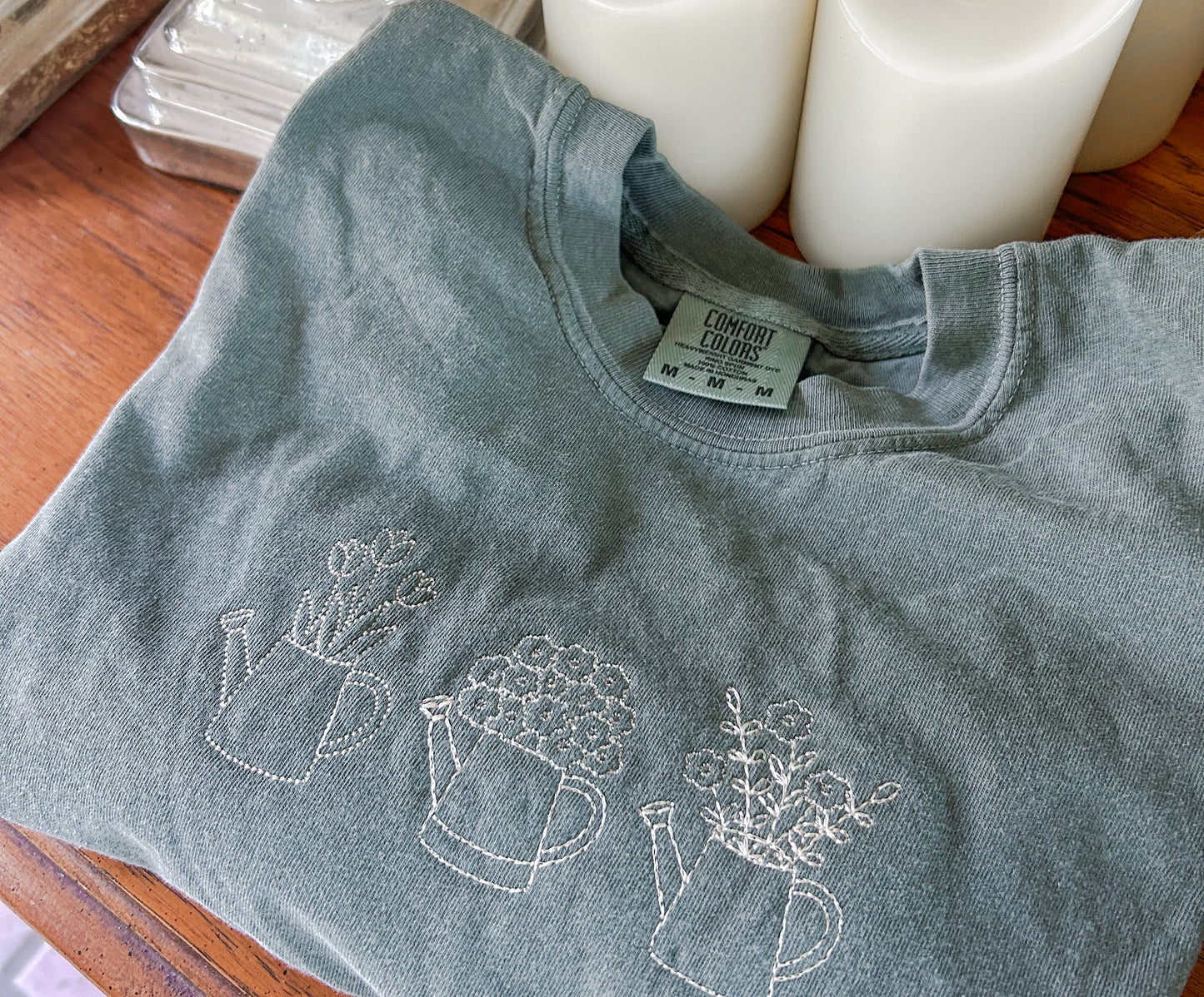 Watering Cans Embroidered Tshirt