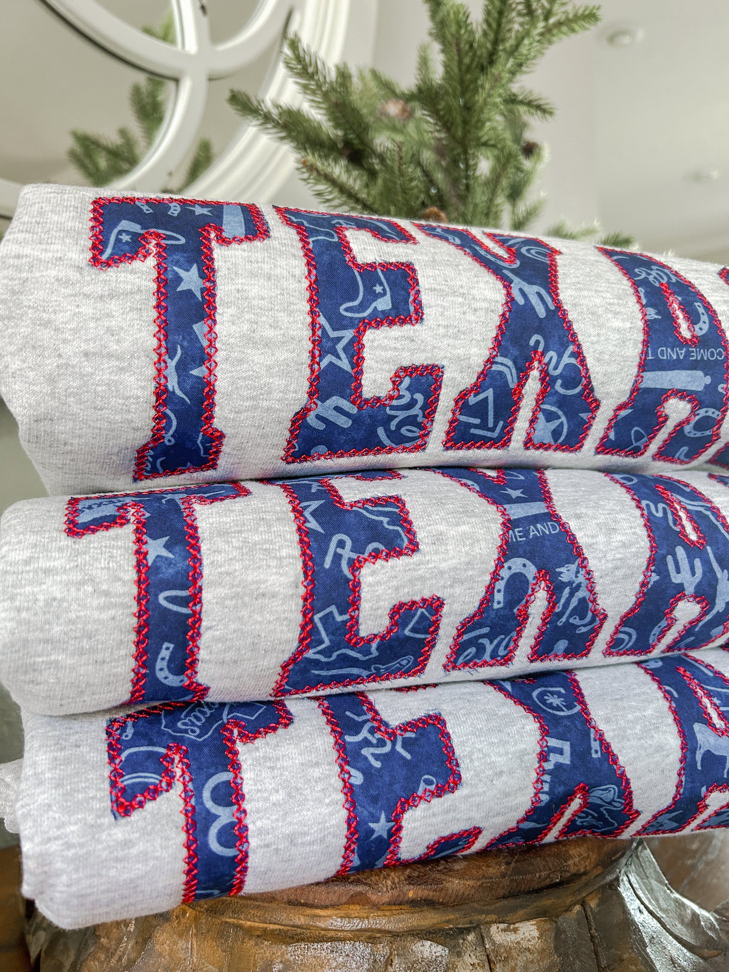Red & Blue Texas Applique Sweatshirt