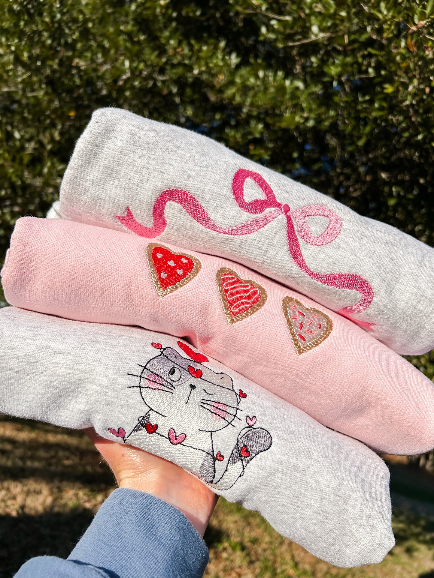 Dainty Bow Embroidered Sweatshirt