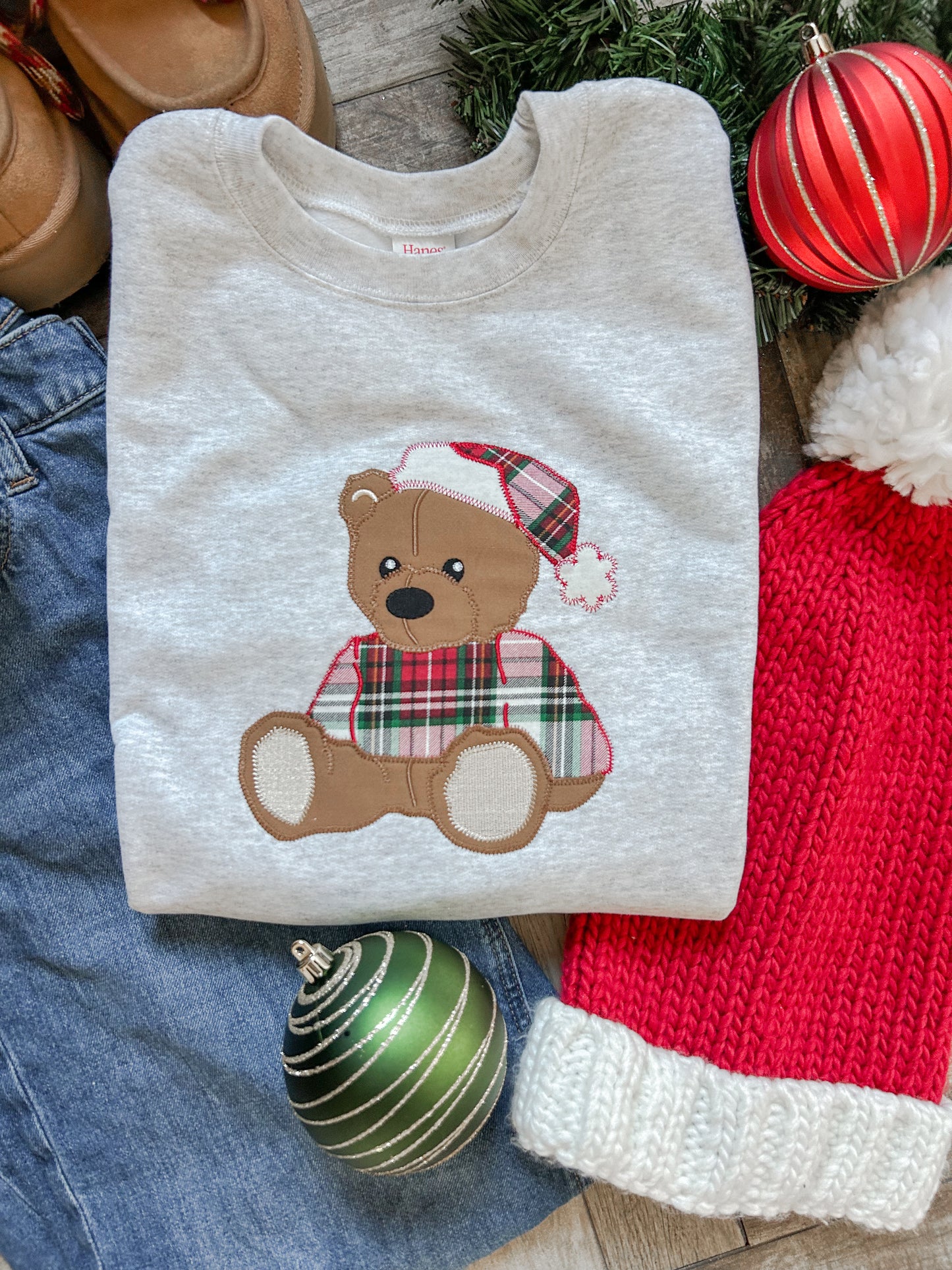 Holiday Teddy Applique Embroidered