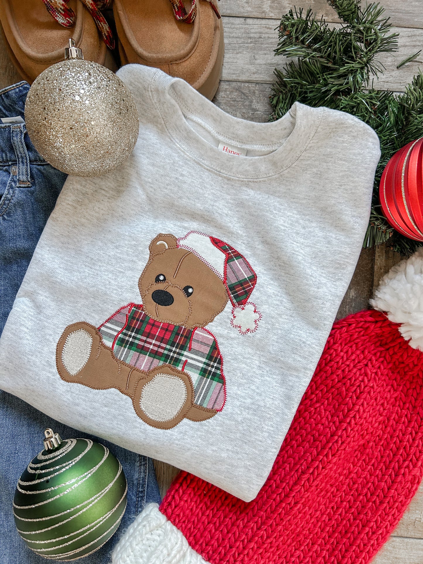 Holiday Teddy Applique Embroidered