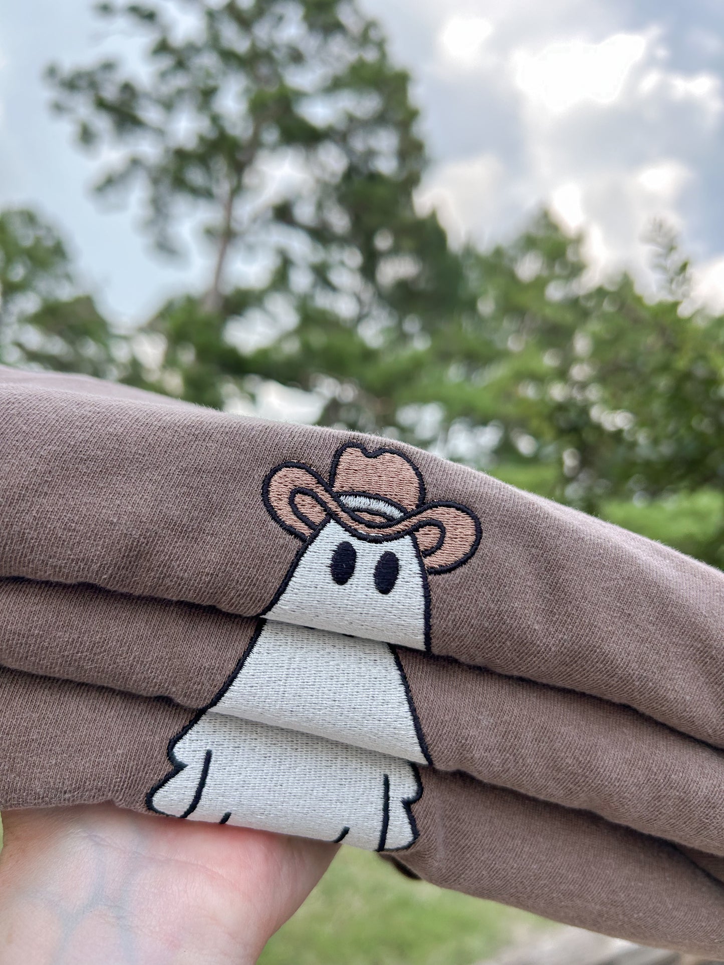 Howdy Ghosty Embroidered T-Shirts