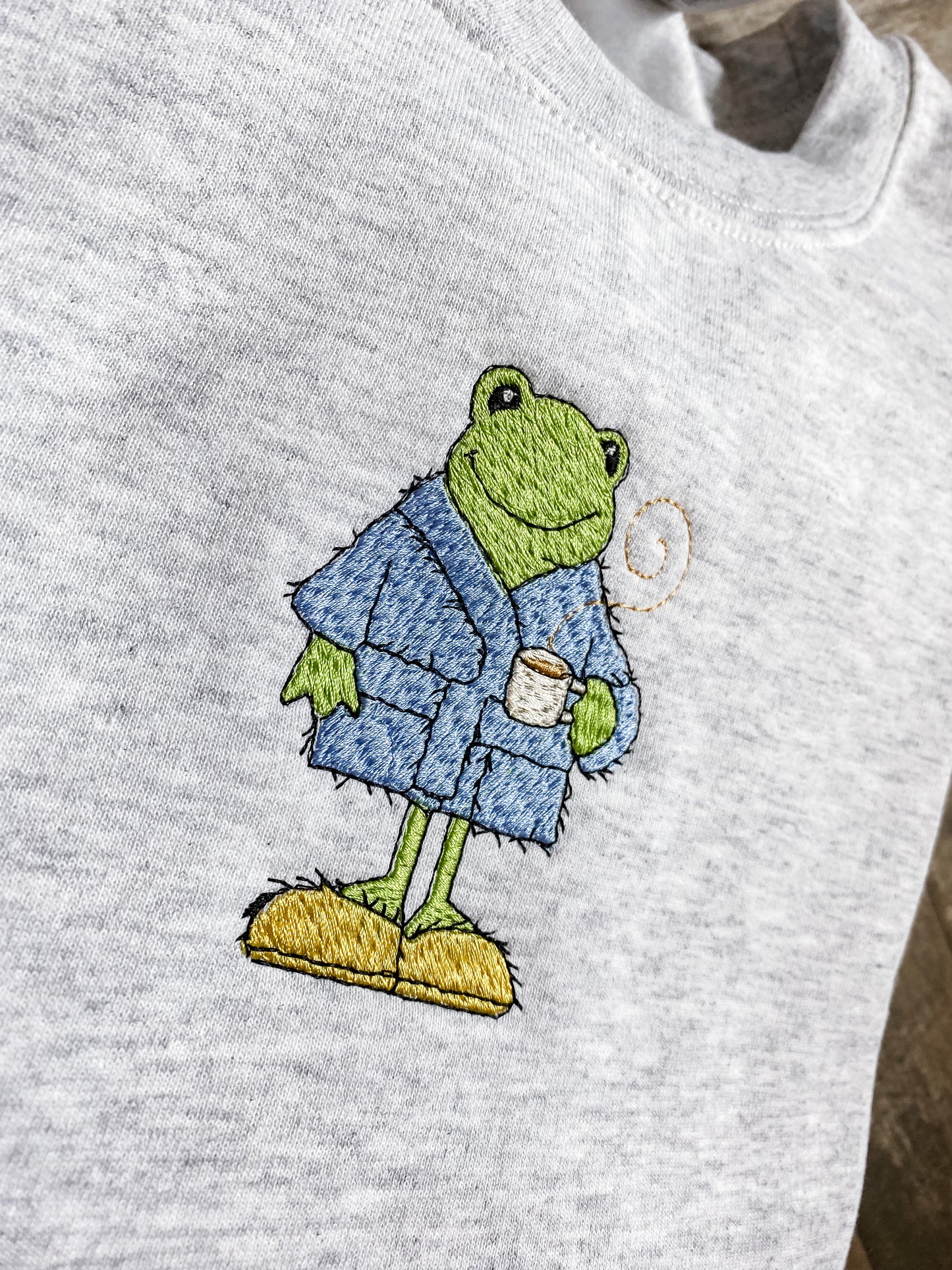 Frog in a Robe Embroidered Crewneck