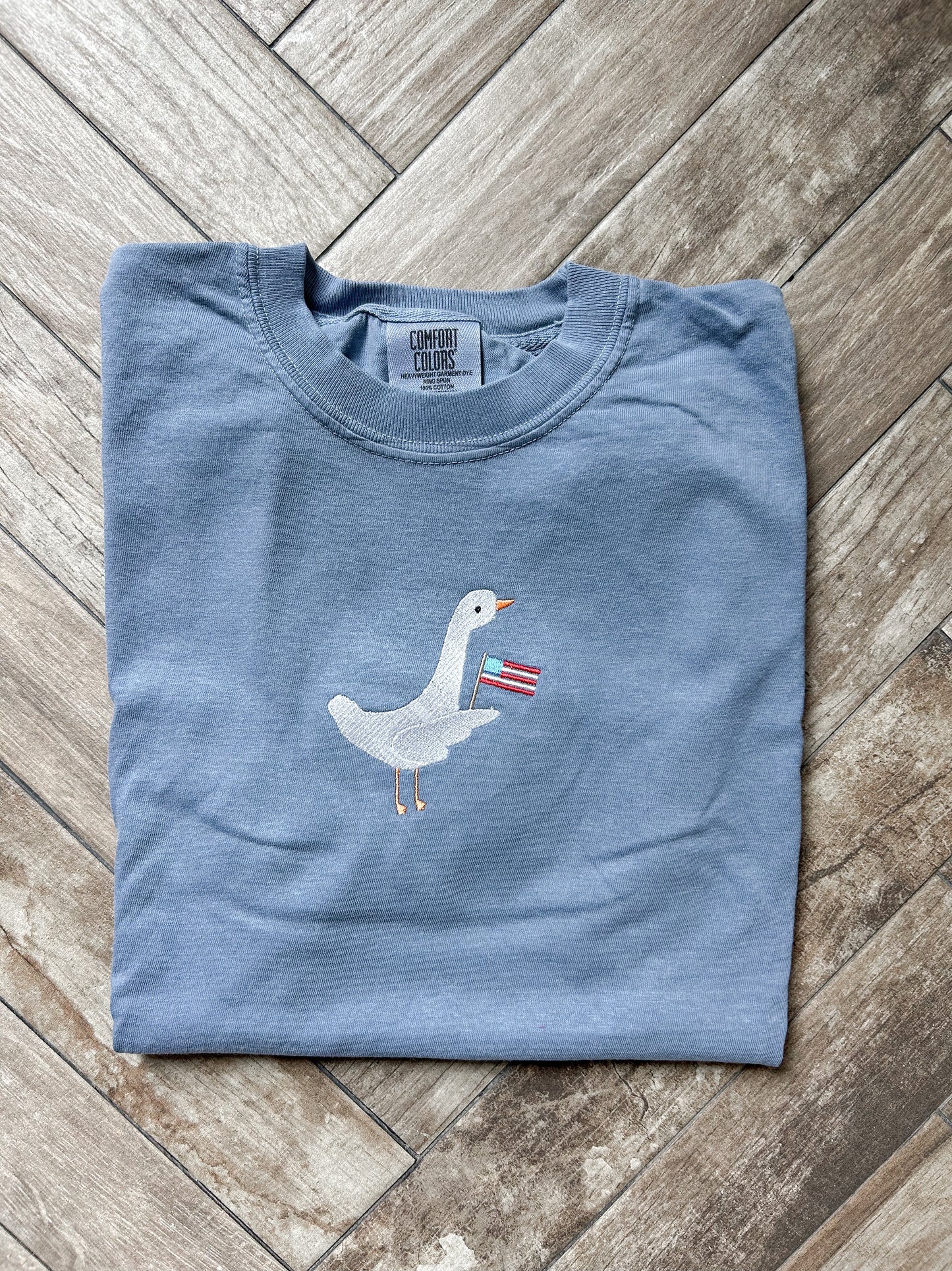 Patriotic Goose Embroidered Tshirt