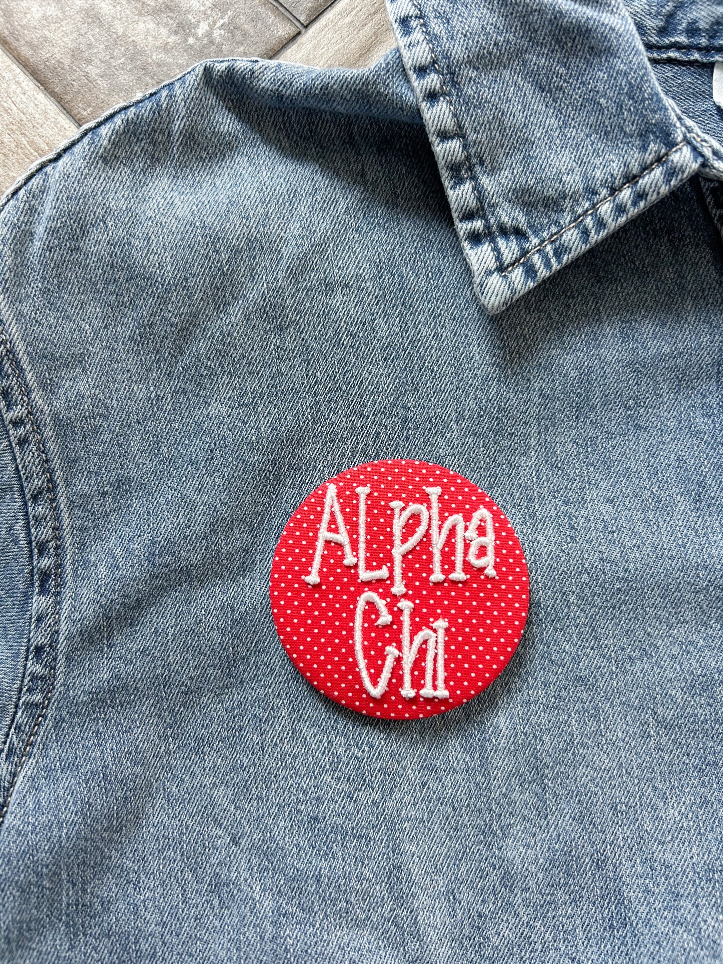 Alpha Chi Embroidered Button