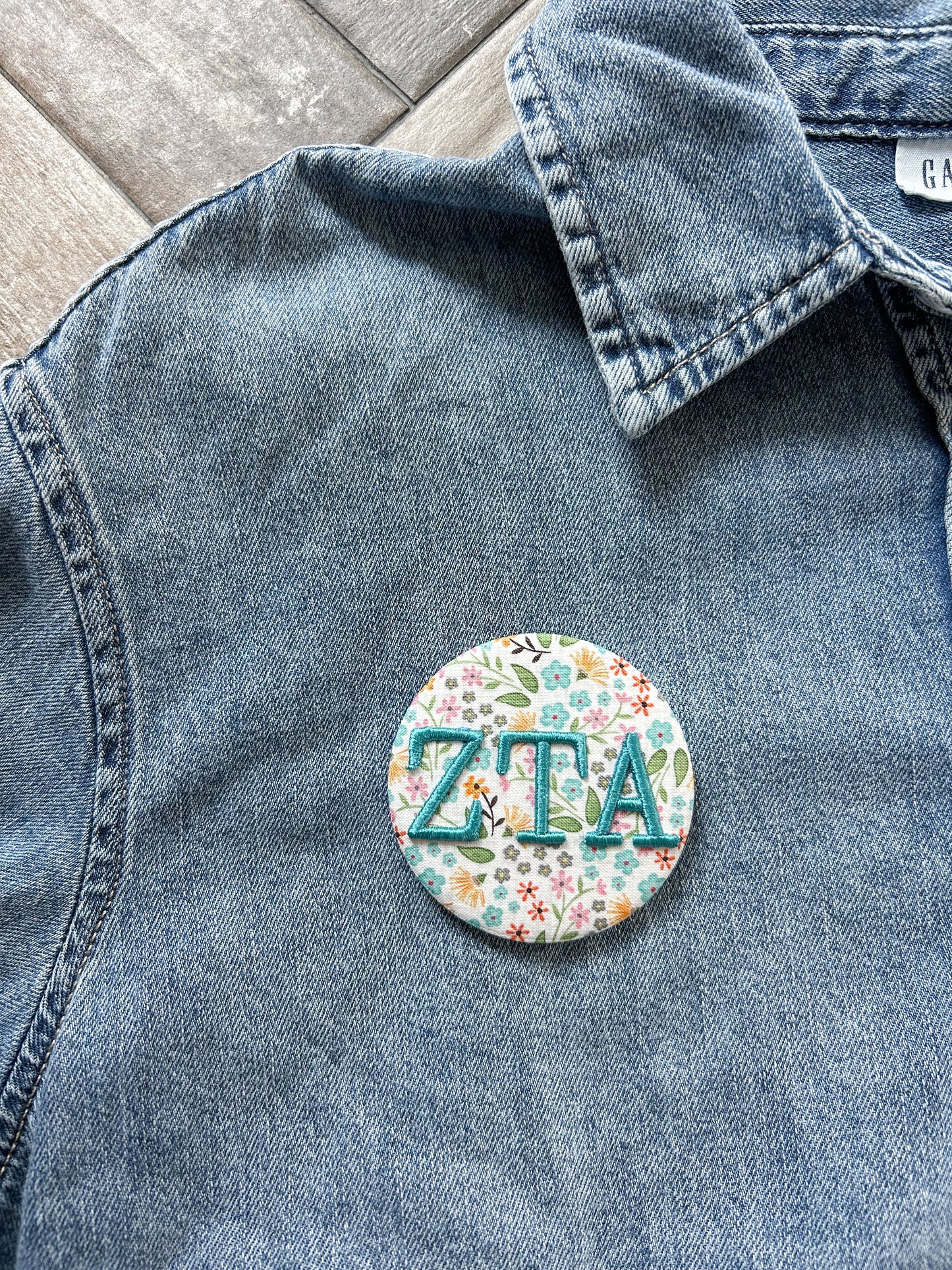 ZTA Letters Embroidered Button