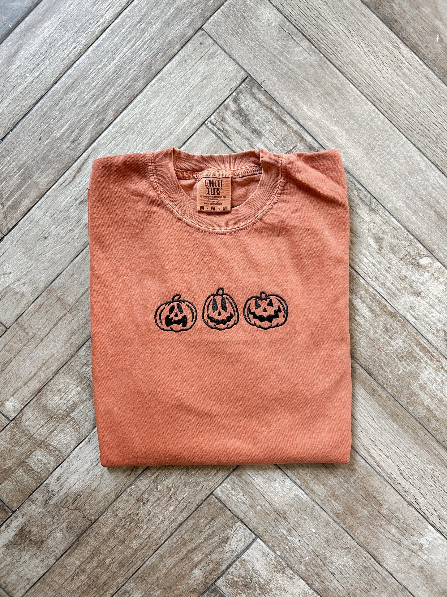 Jack-O'-Lantern Trio Embroidered Tshirt