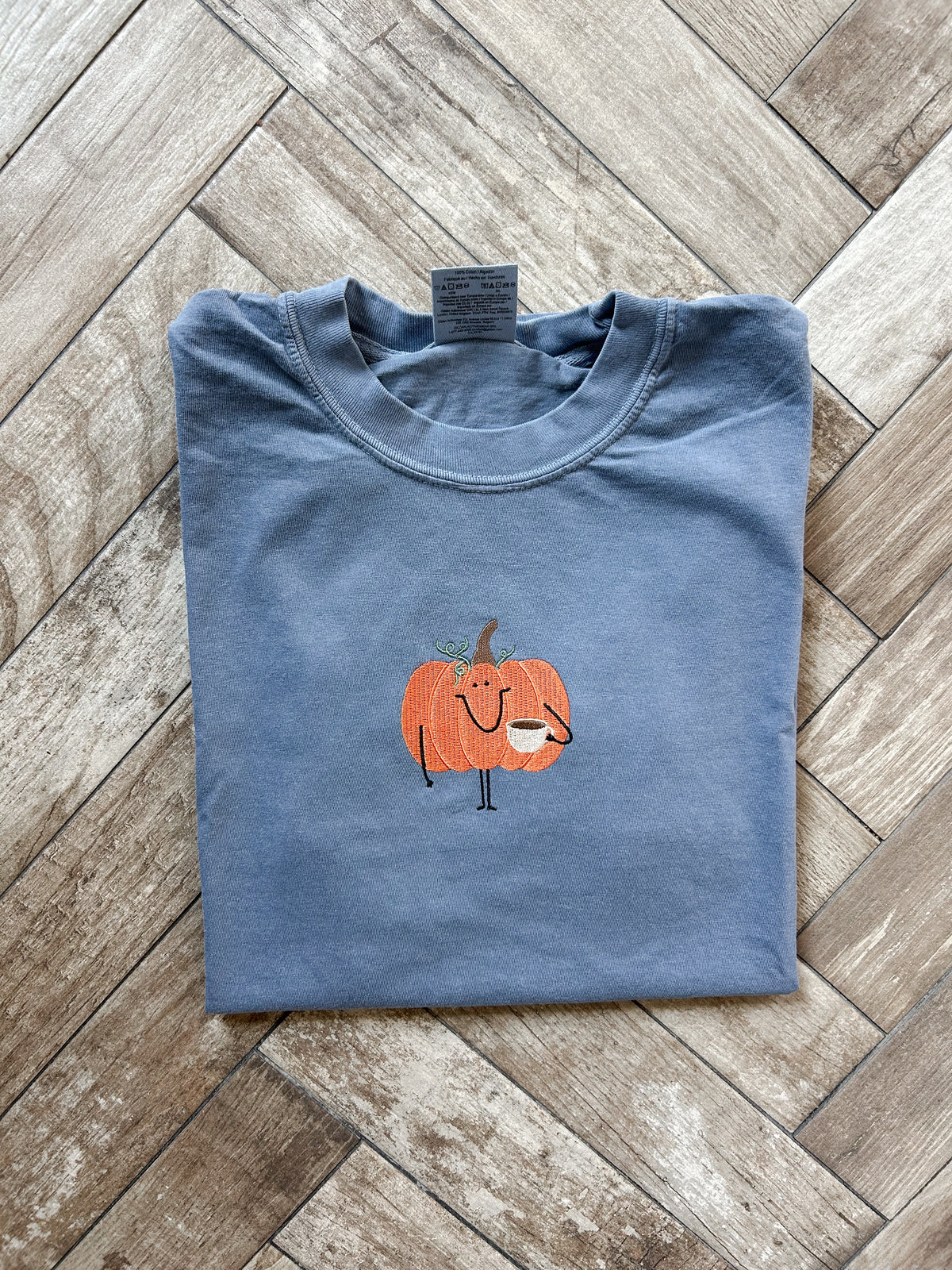 Pumpkin Sips Embroidered Tshirt