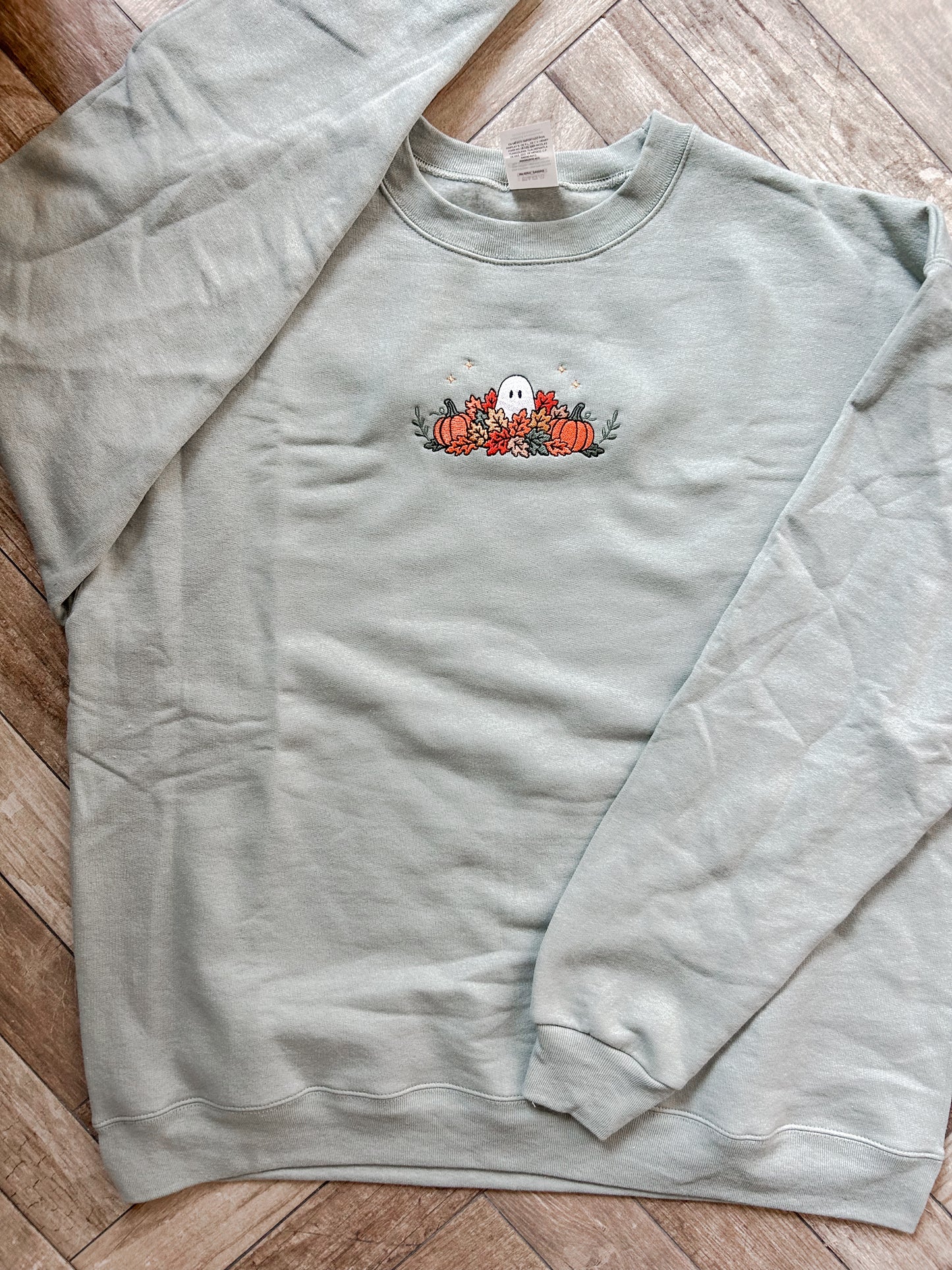 Leaf Me Alone Ghost Embroidered Sweatshirt