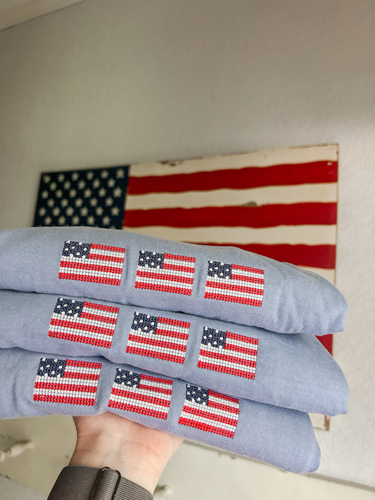Cross Stitch American Flag Tshirt
