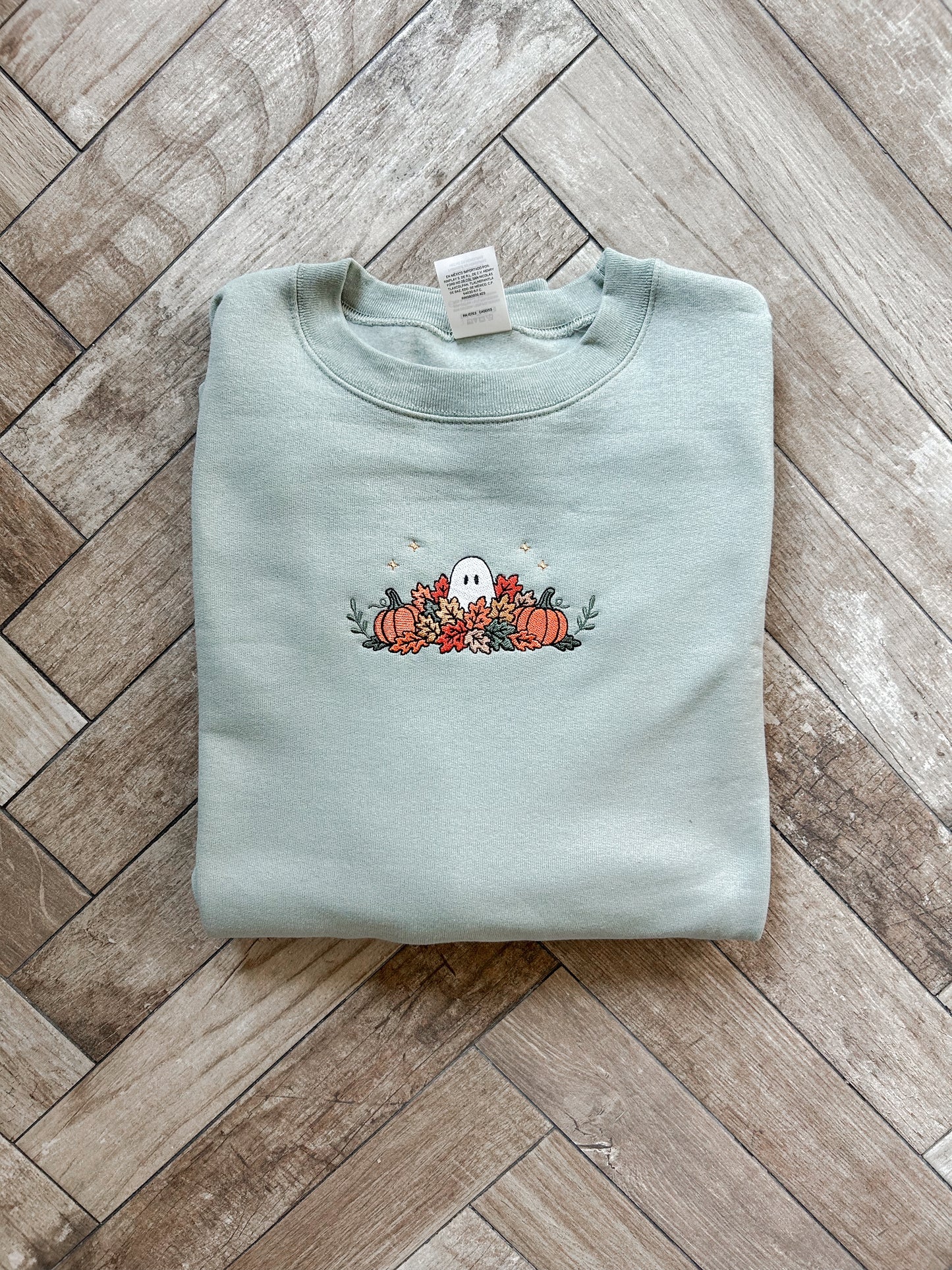 Leaf Me Alone Ghost Embroidered Sweatshirt