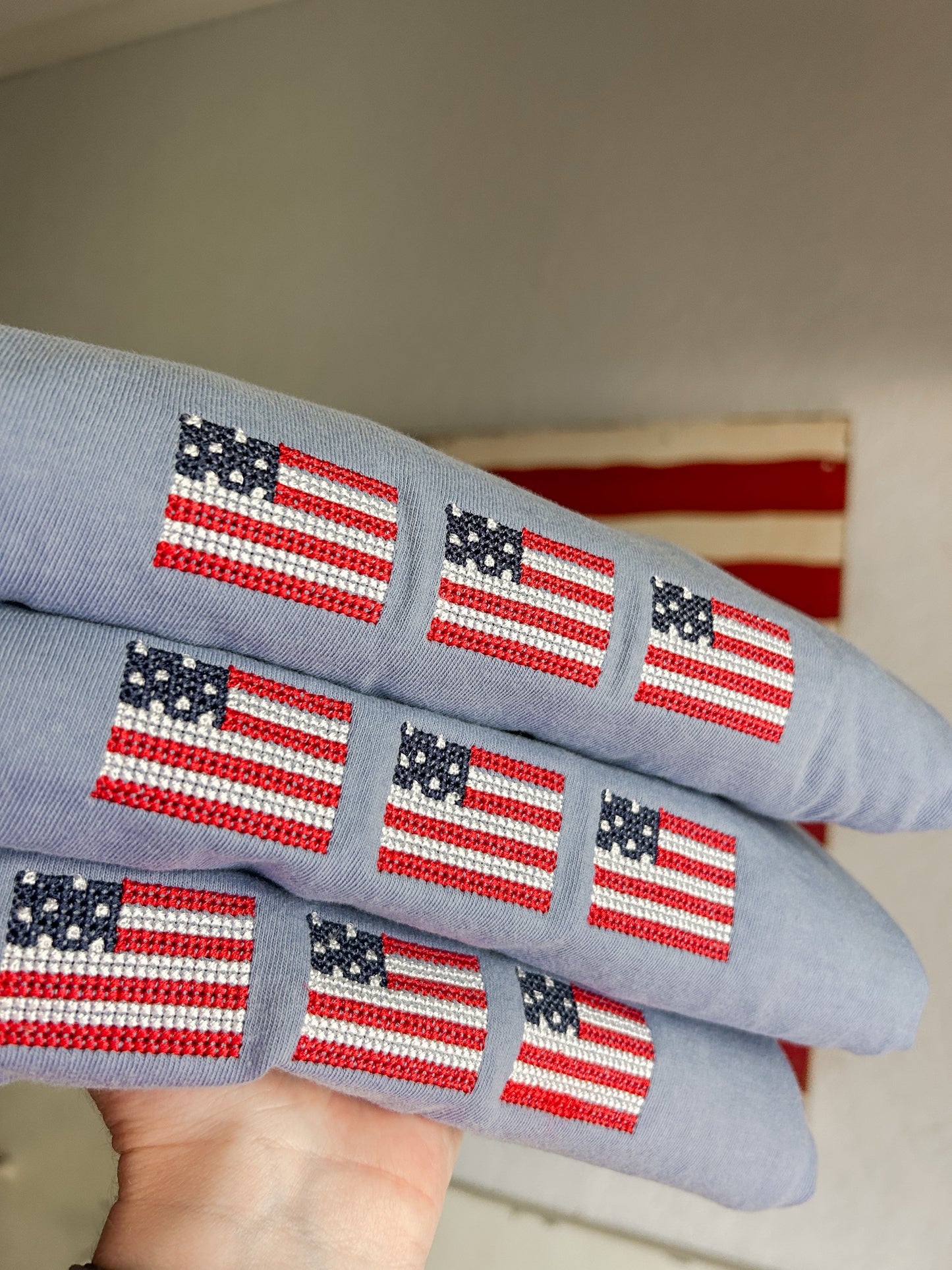 Cross Stitch American Flag Tshirt
