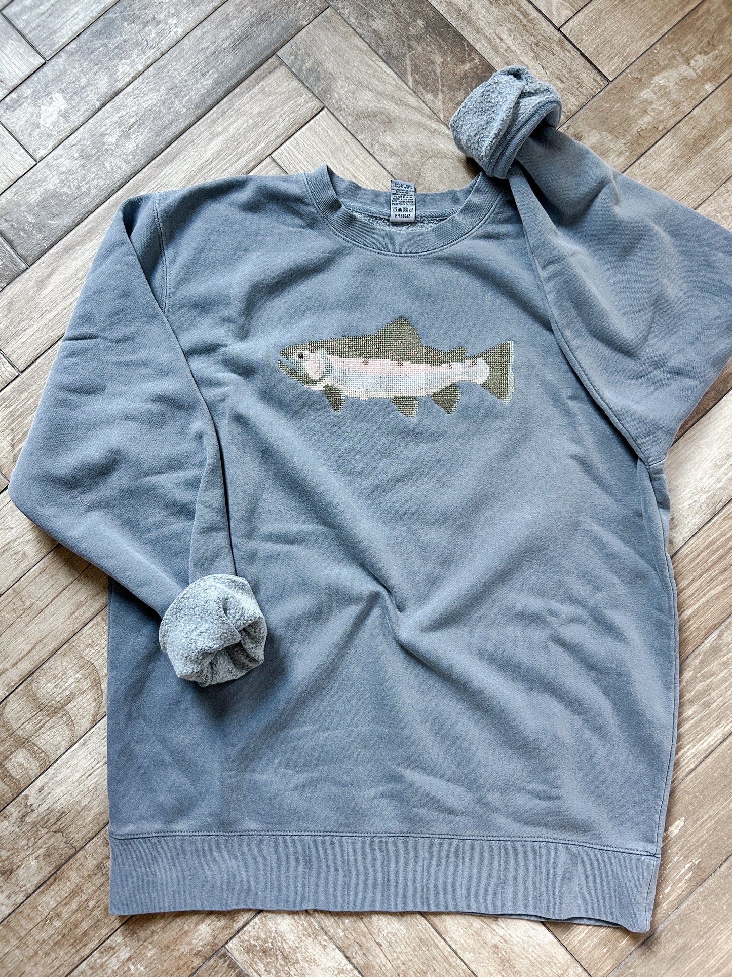 Cross Stitch Trout Embroidered Sweatshirt