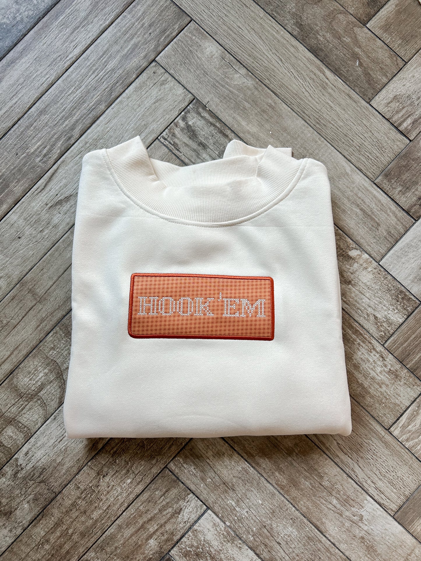 Hook 'Em Cross Stitch Mockneck