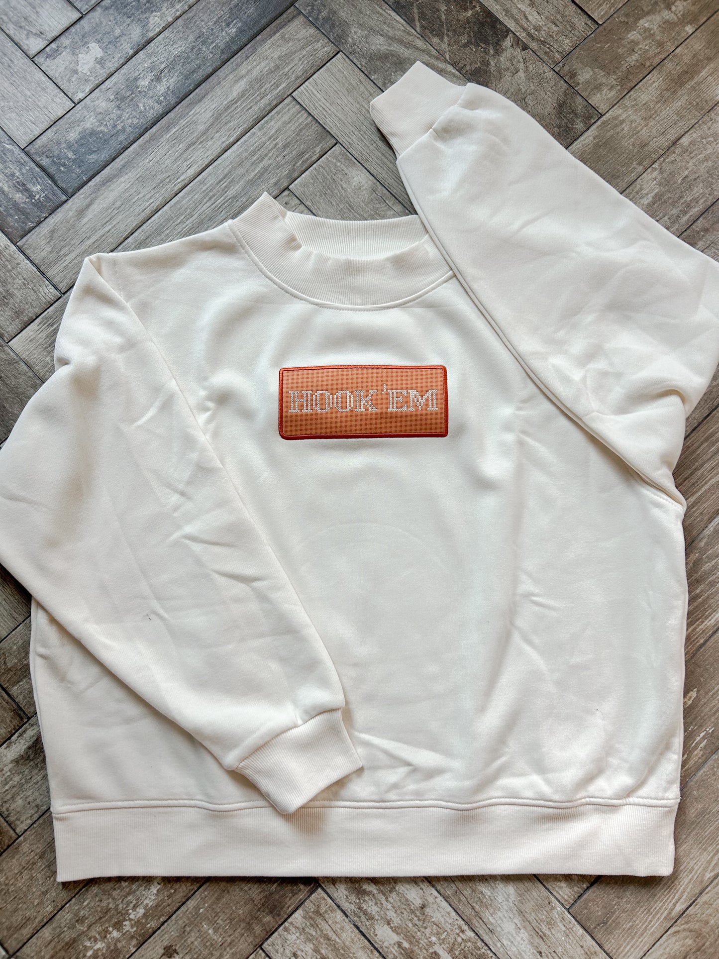 Hook 'Em Cross Stitch Mockneck