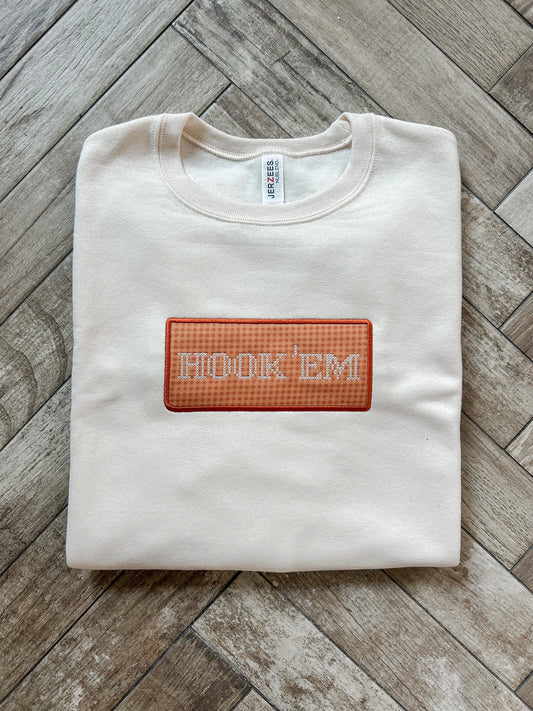 Hook 'Em Cross Stitch Crewneck