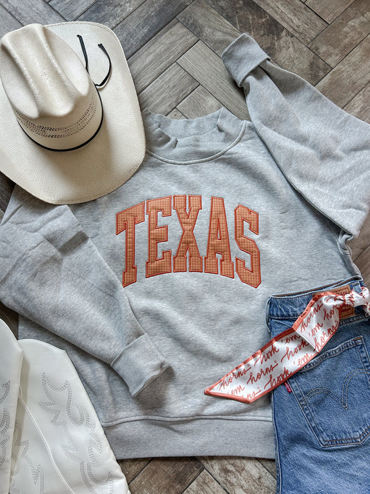 Texas Orange Check Mockneck