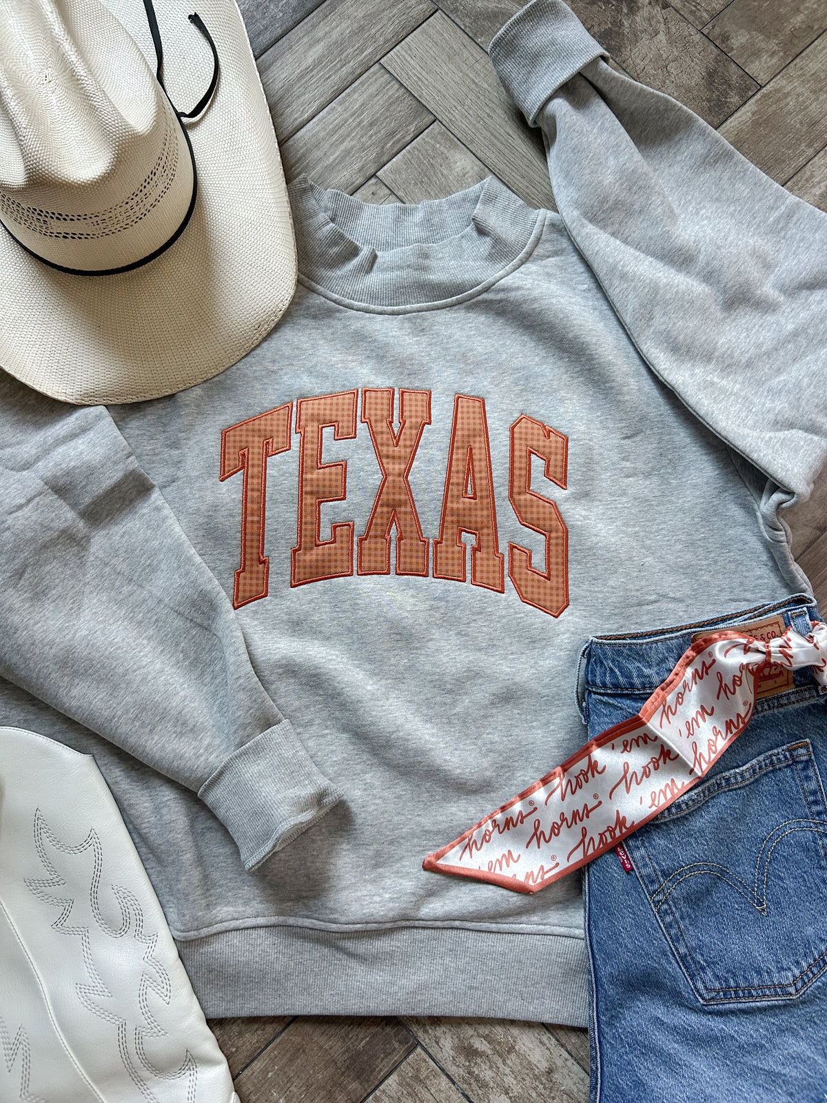 Texas Orange Check Mockneck