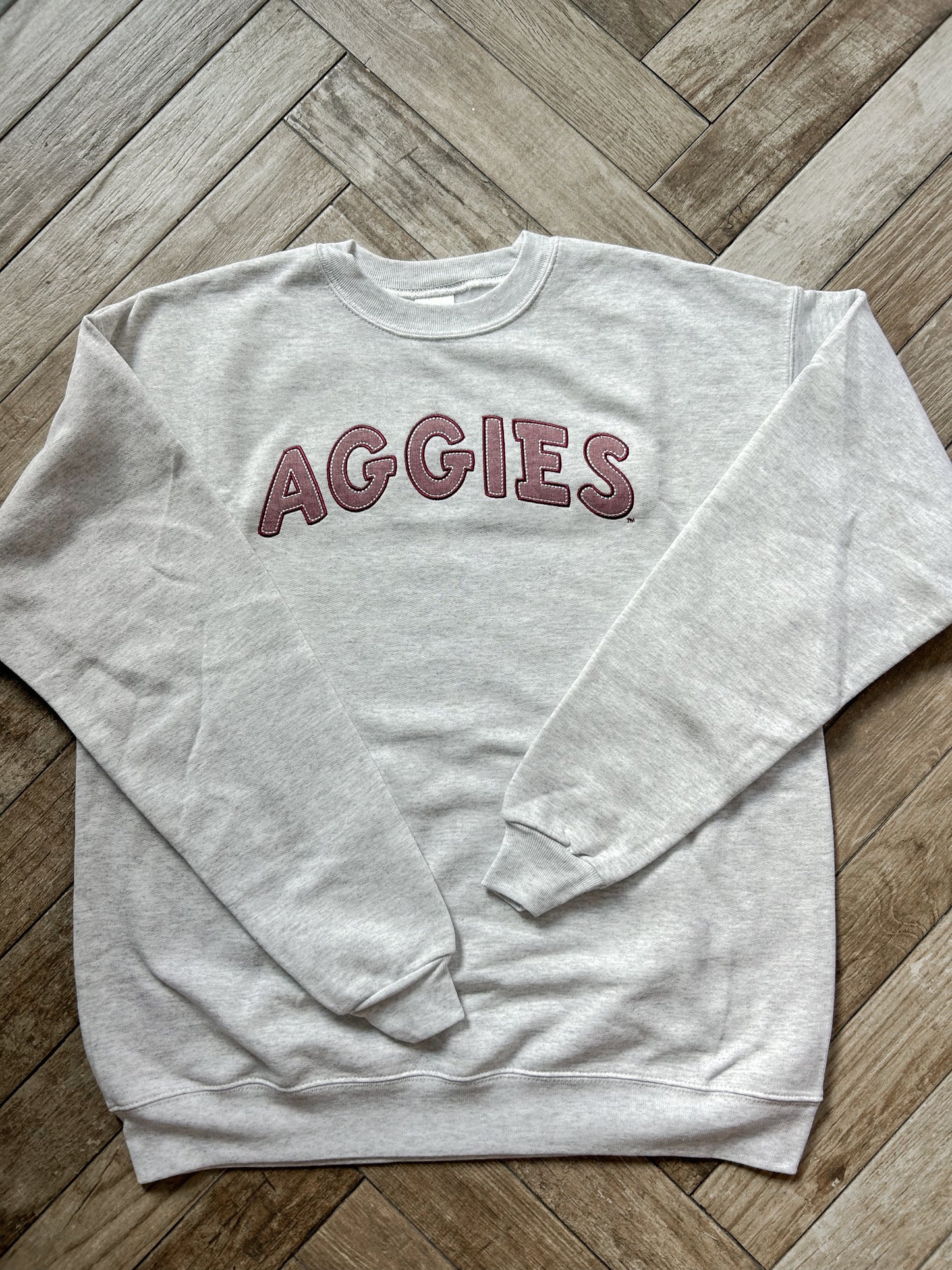 Applique Aggies Double Stitch Embroidered Crewneck