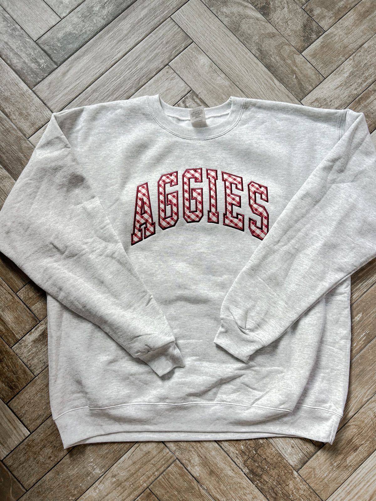 Aggies Maroon Check Crewneck