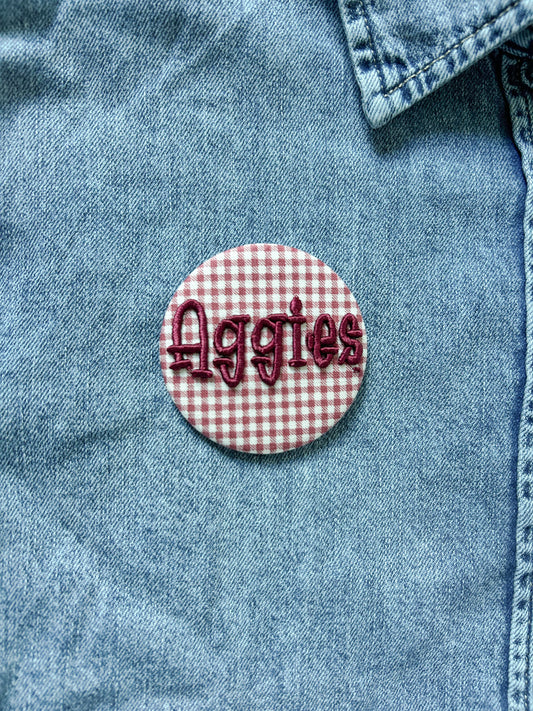 Aggies Embroidered Button