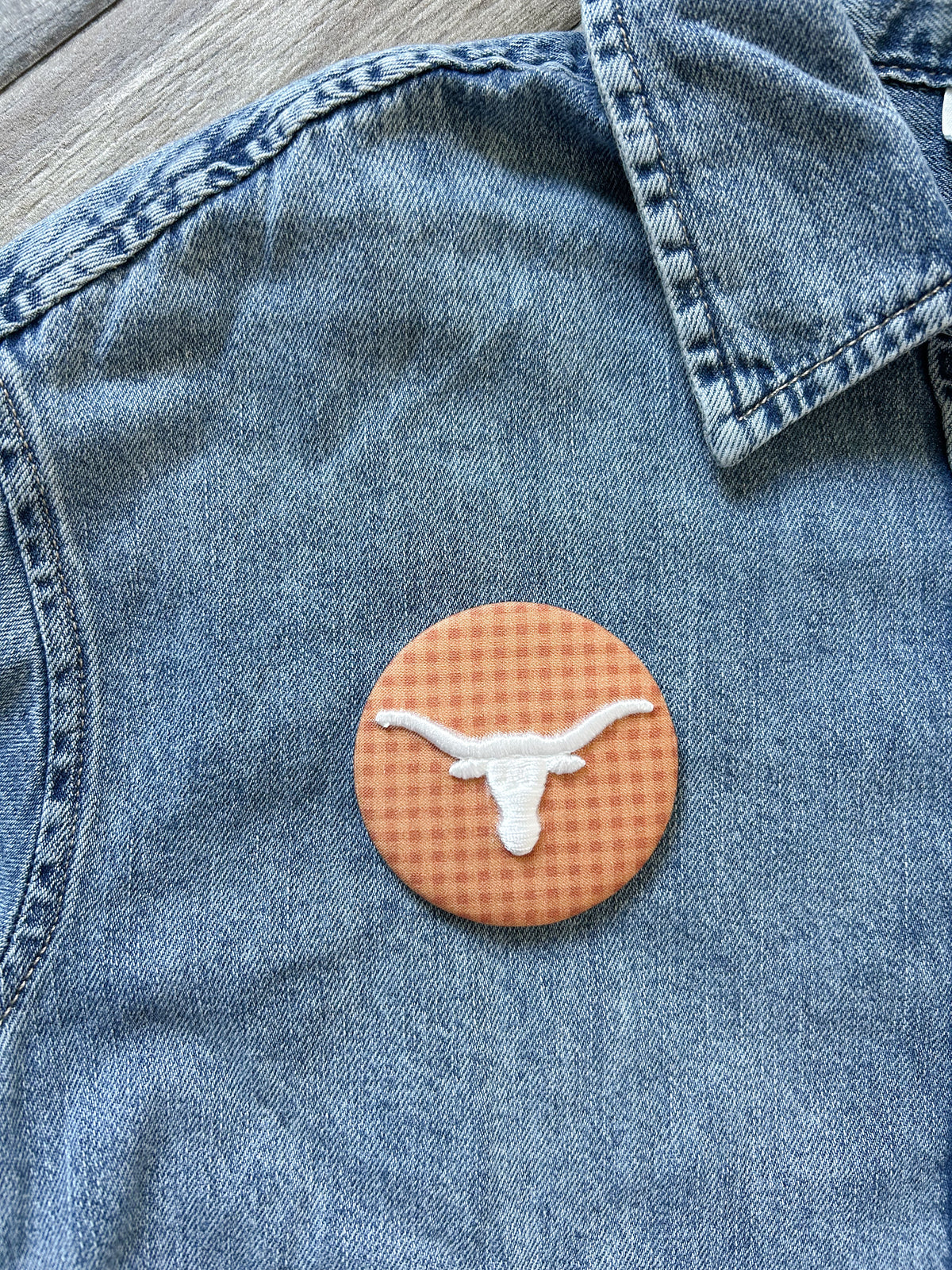 Longhorn Embroidered Button