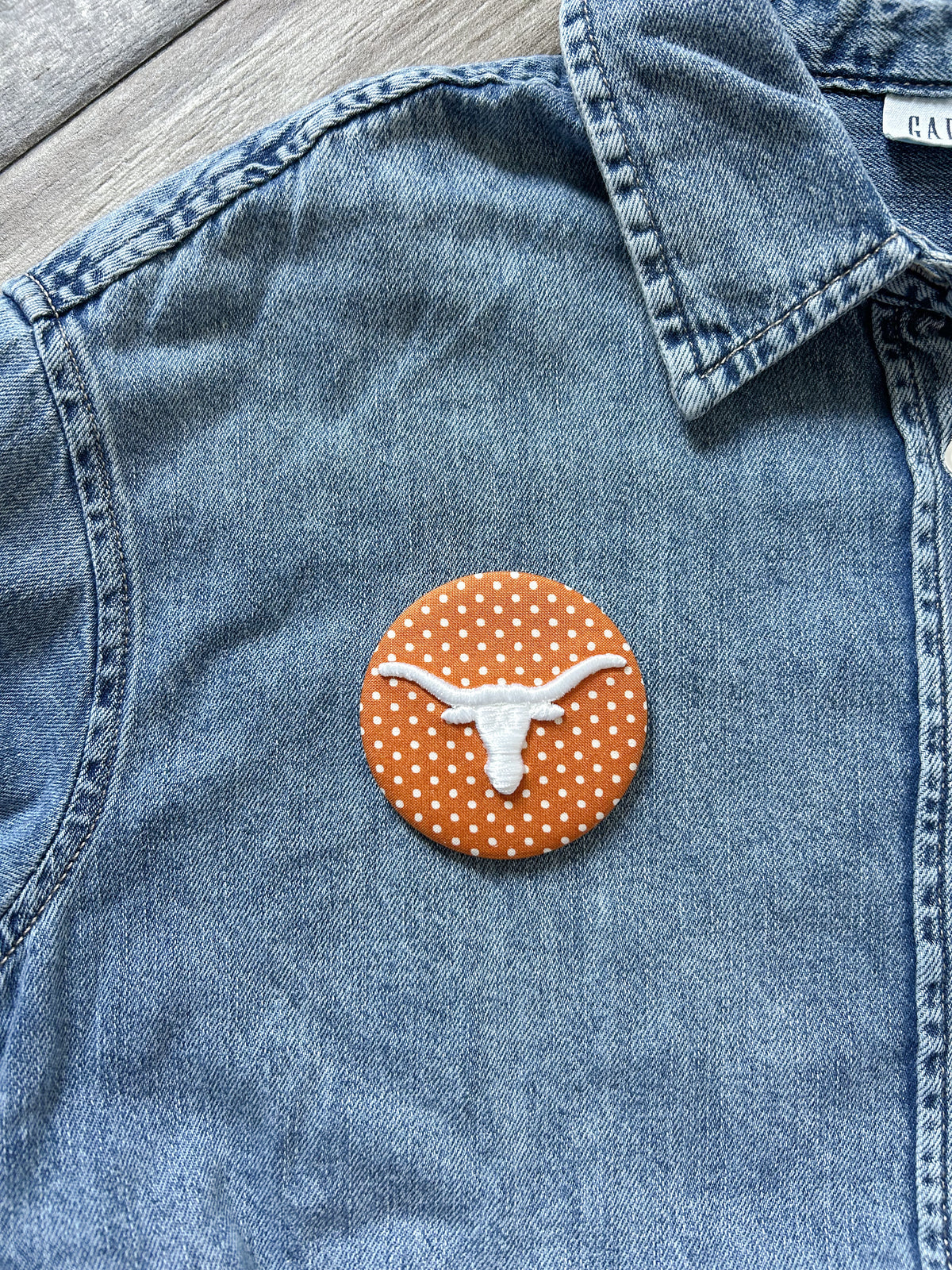 Longhorn Embroidered Button