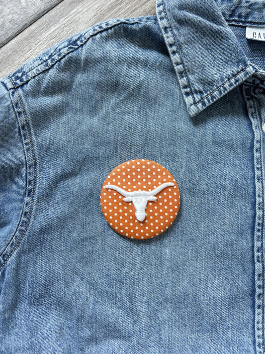 Longhorn Embroidered Button