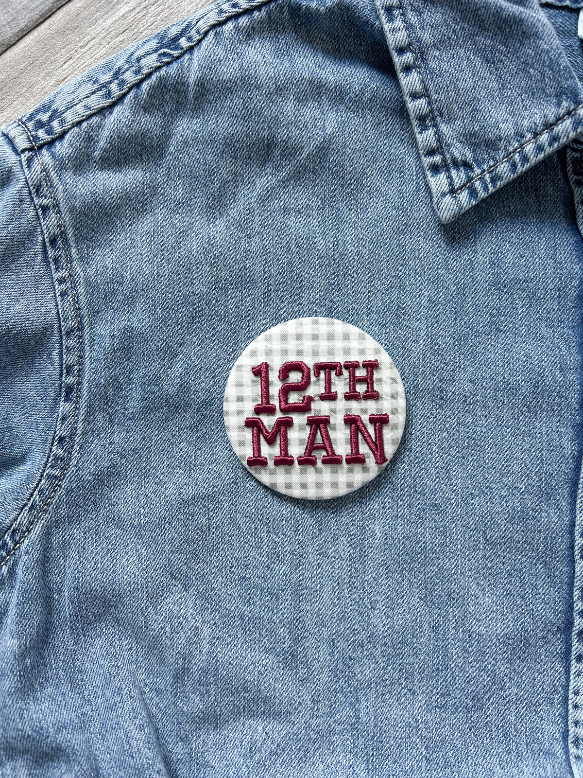 12th Man Embroidered Button