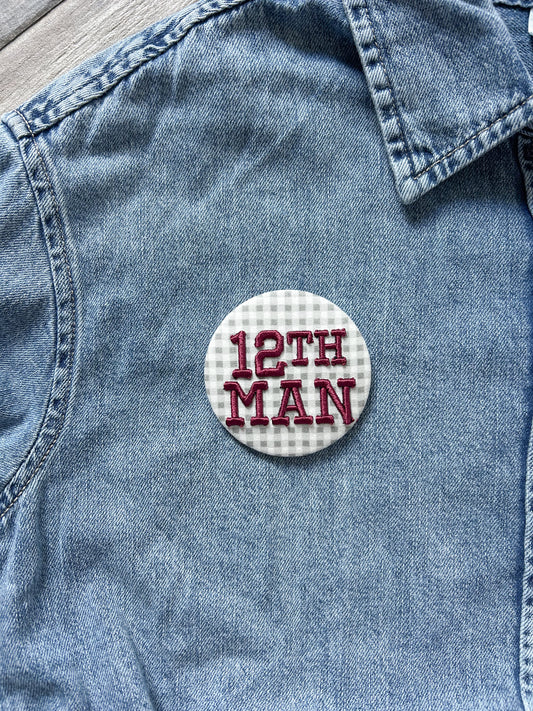 12th Man Embroidered Button