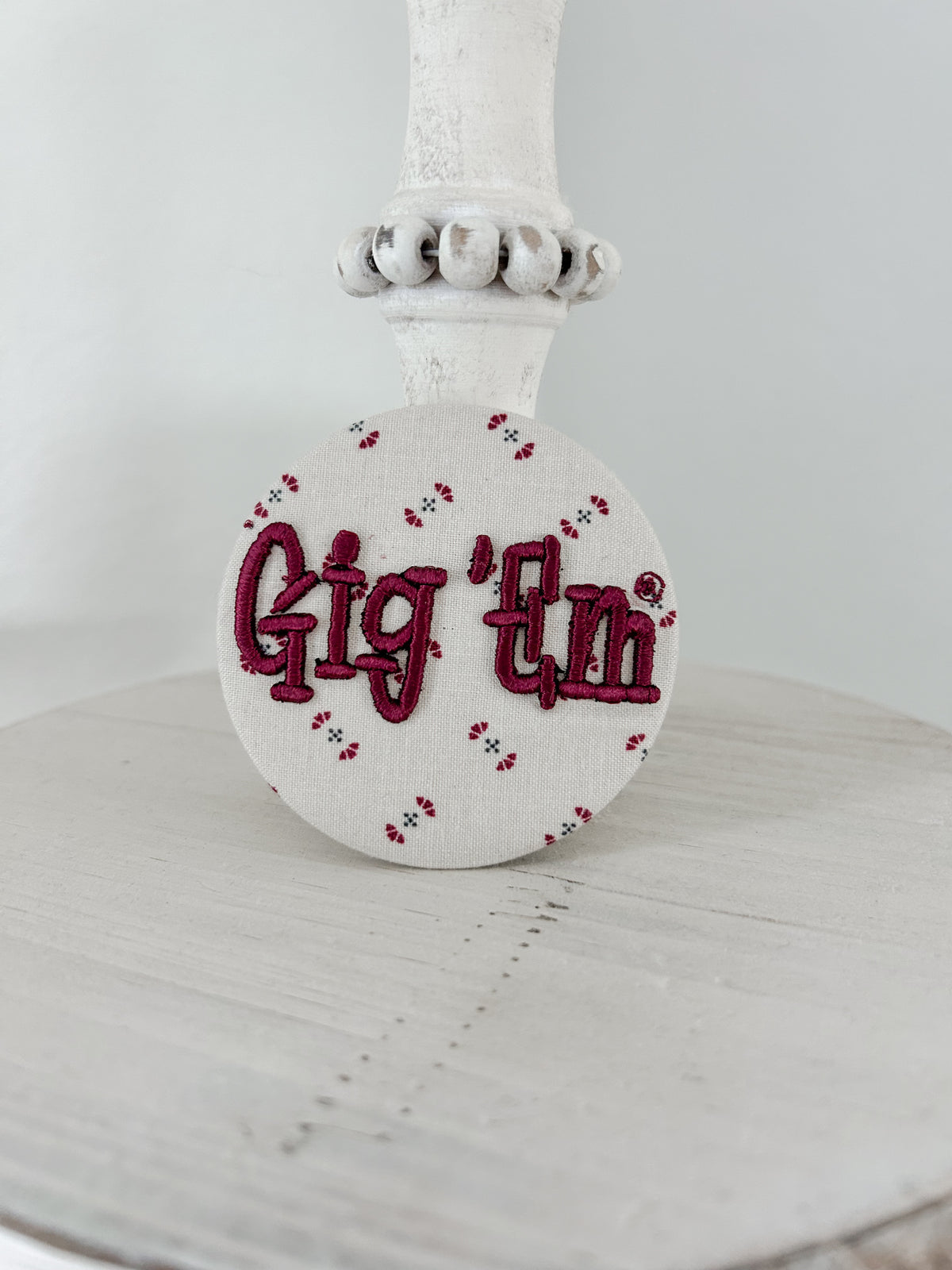 Gig 'Em Puff Embroidered Button