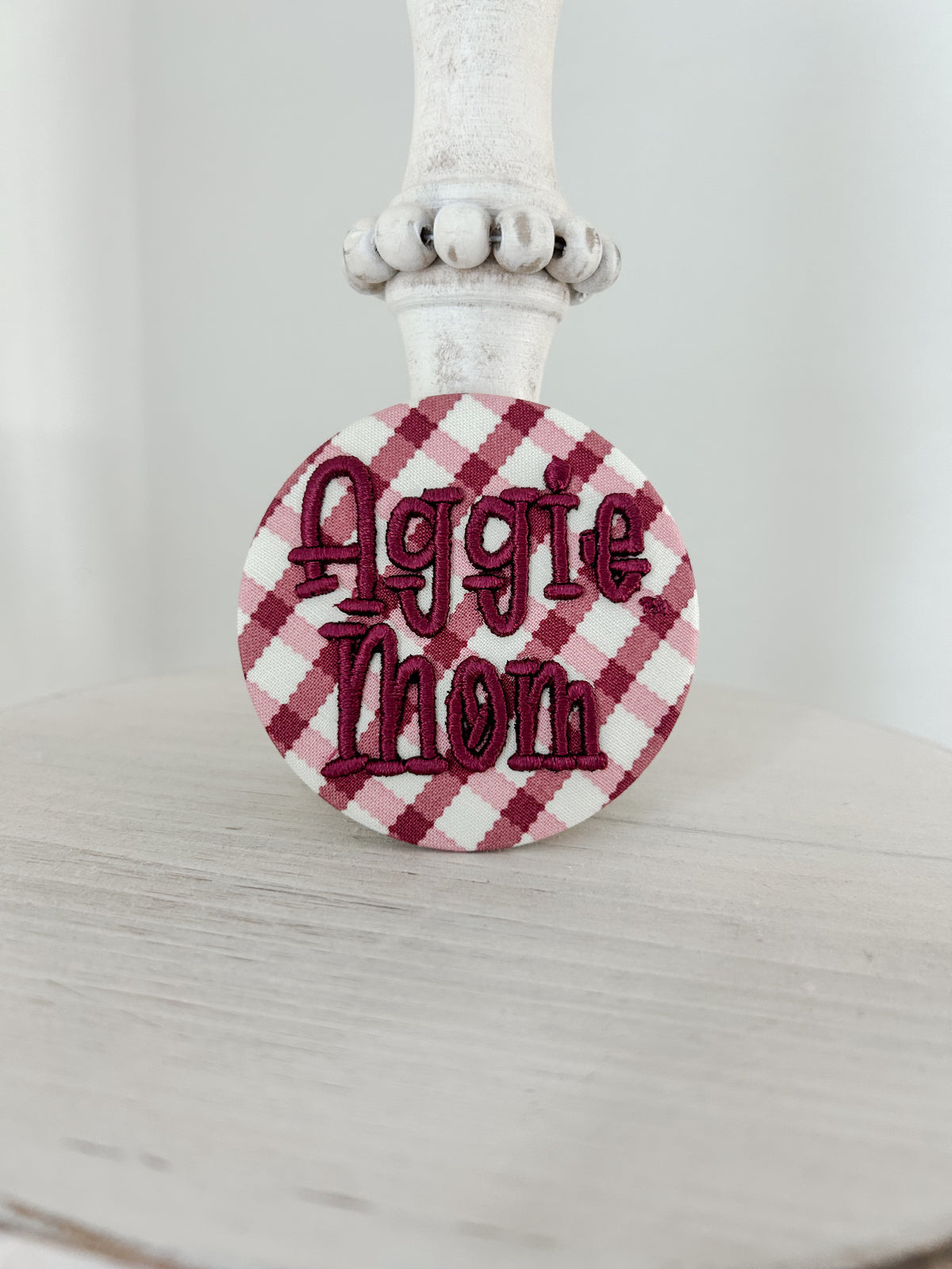 Aggie Mom Embroidered Button