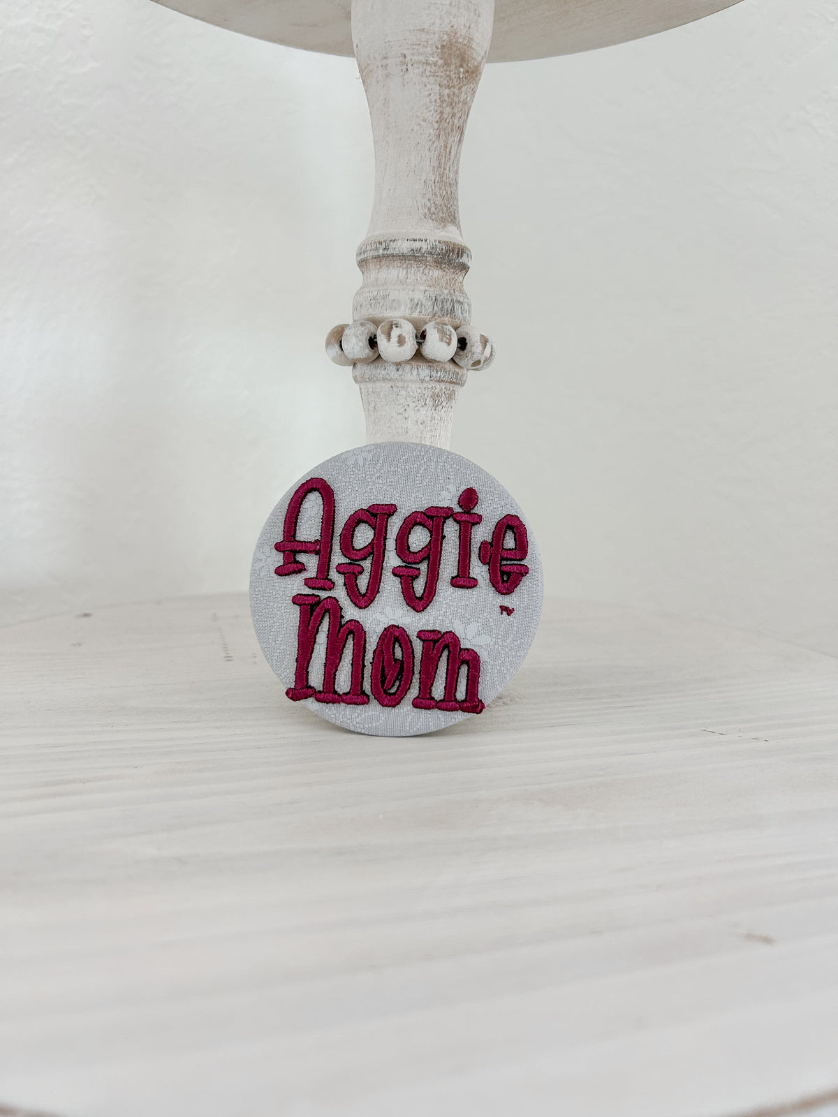 Aggie Mom Embroidered Button