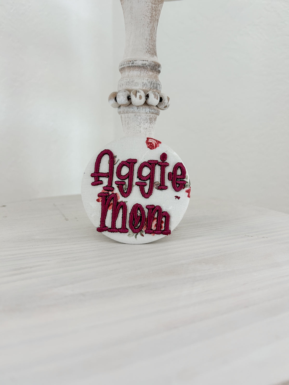 Aggie Mom Embroidered Button
