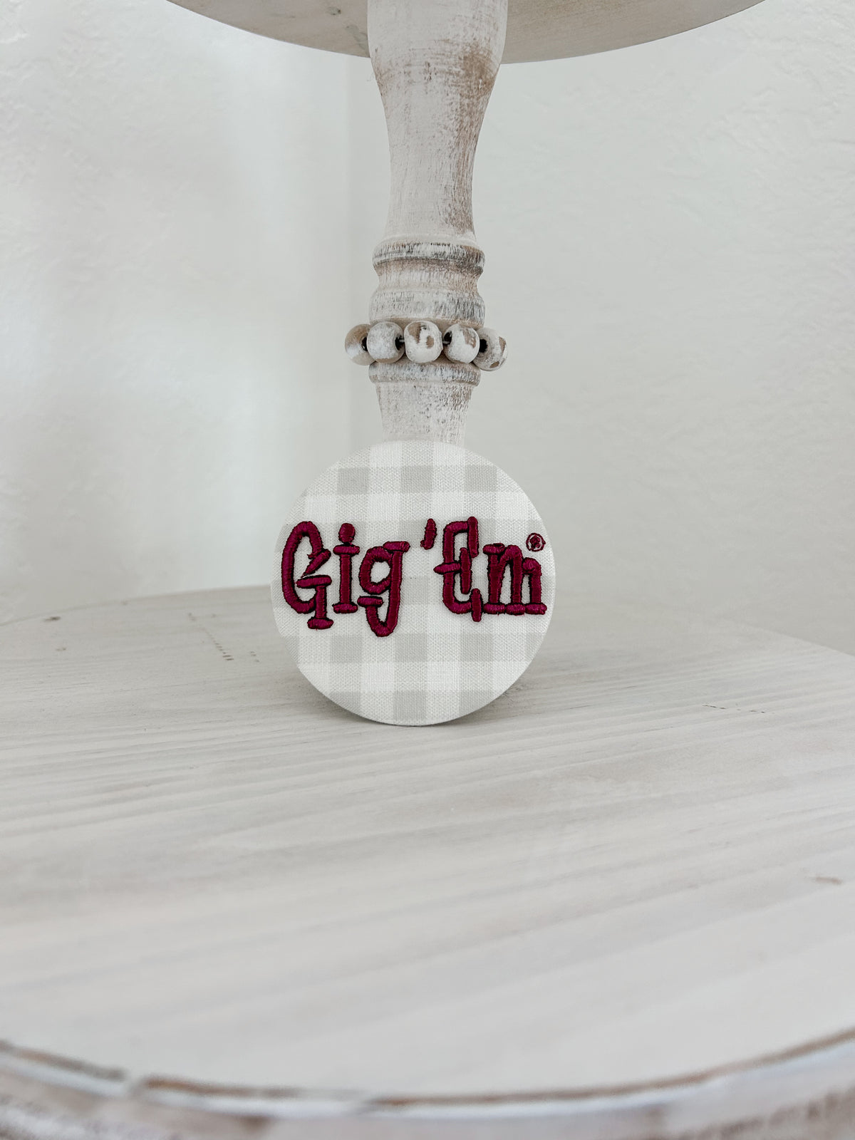 Gig 'Em Puff Embroidered Button