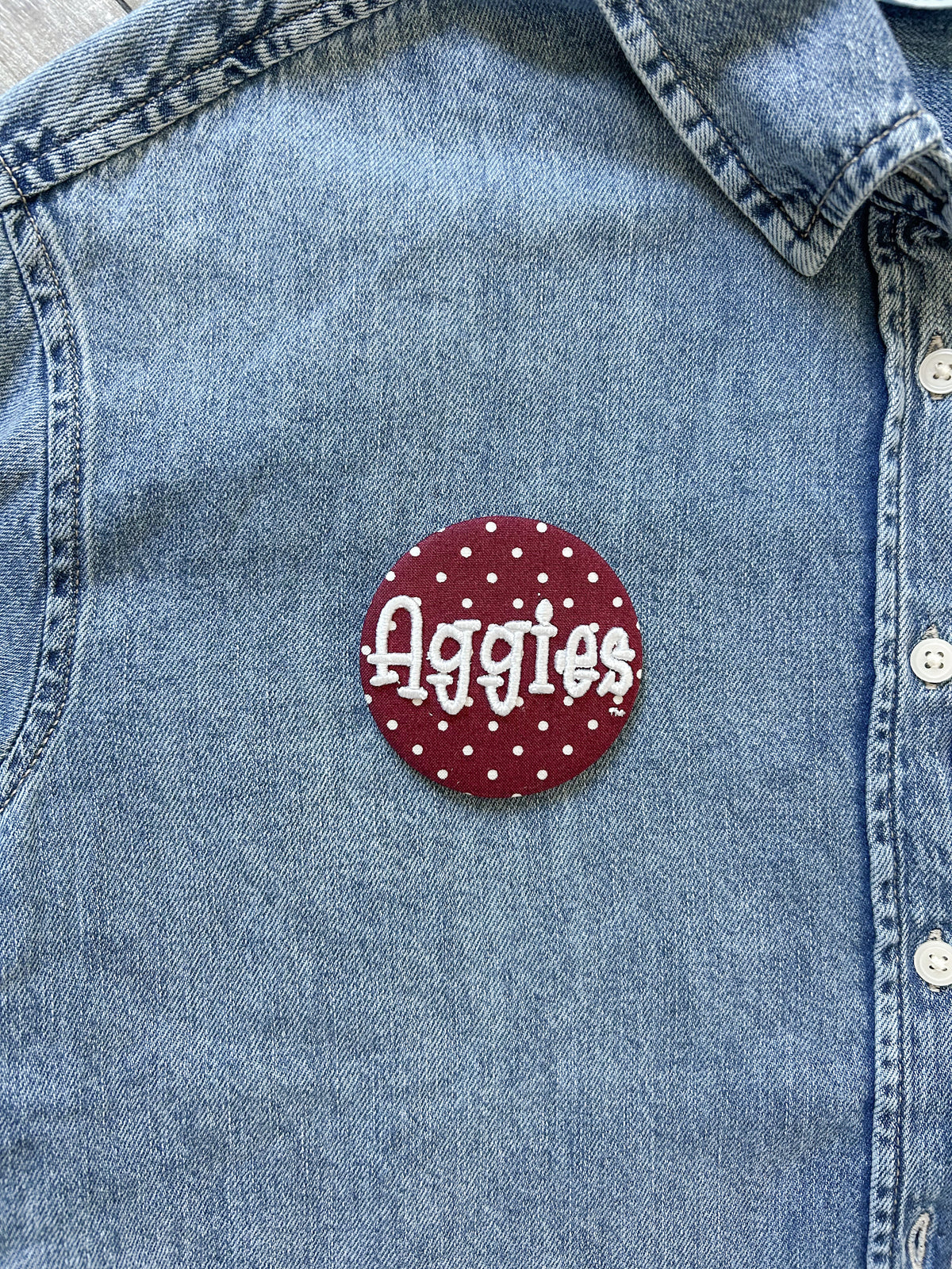 Aggies Embroidered Button