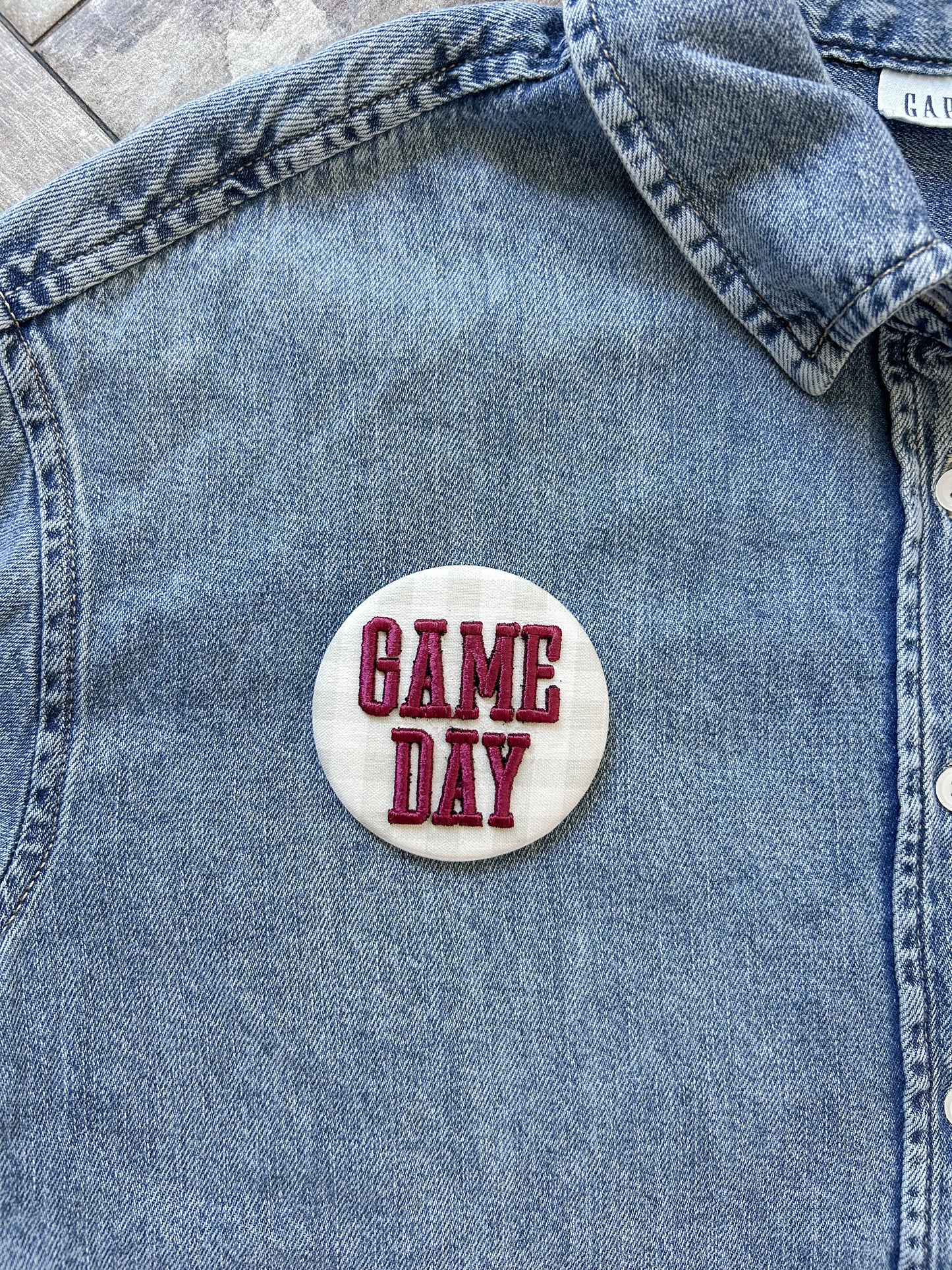 Game Day Embroidered Button