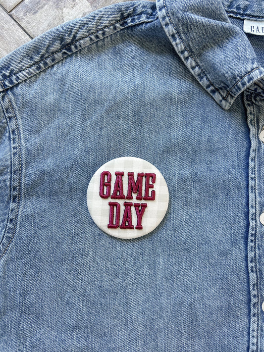 Game Day Embroidered Button