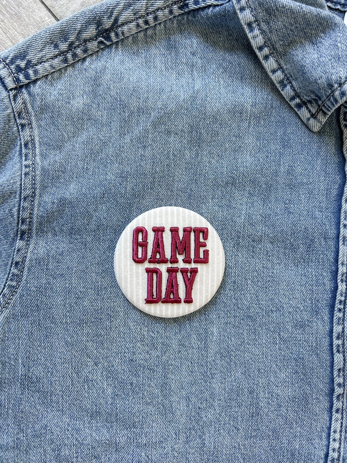 Game Day Embroidered Button