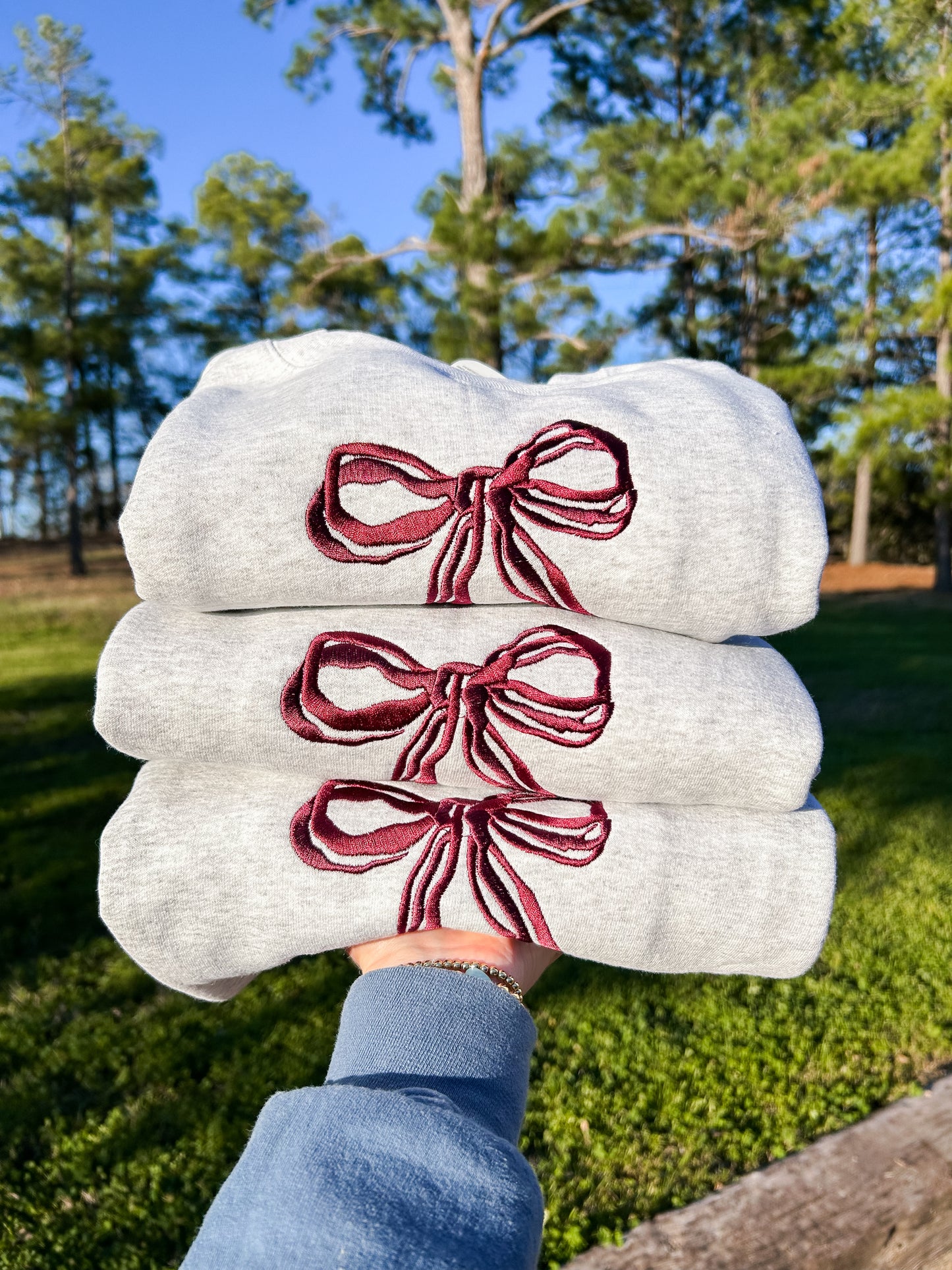 Custom Collegiate Color Bow Sweatshirt