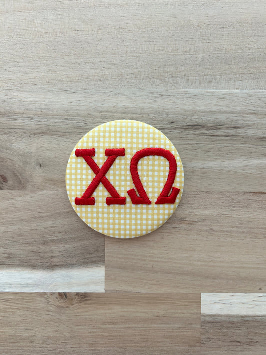 Chi Omega Embroidered Button