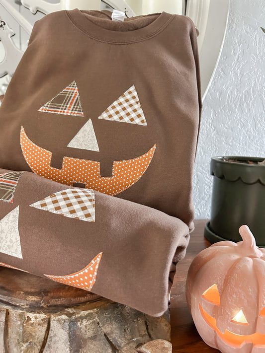 Applique Jack-O-Lantern Embroidered Sweatshirt