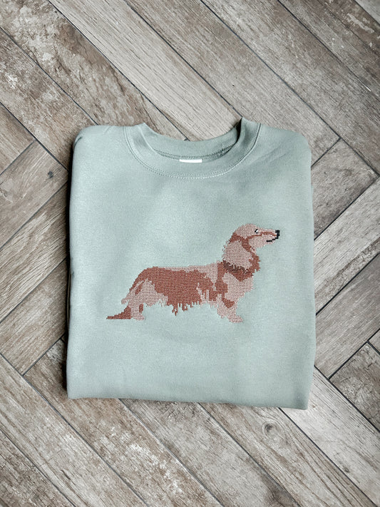 Cross Stitch Long-Haired Dachshund