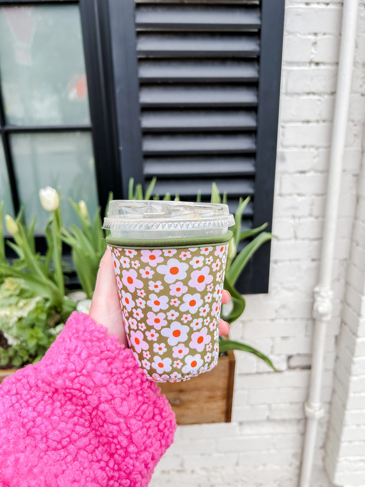 Green Floral Coffee Sleeve